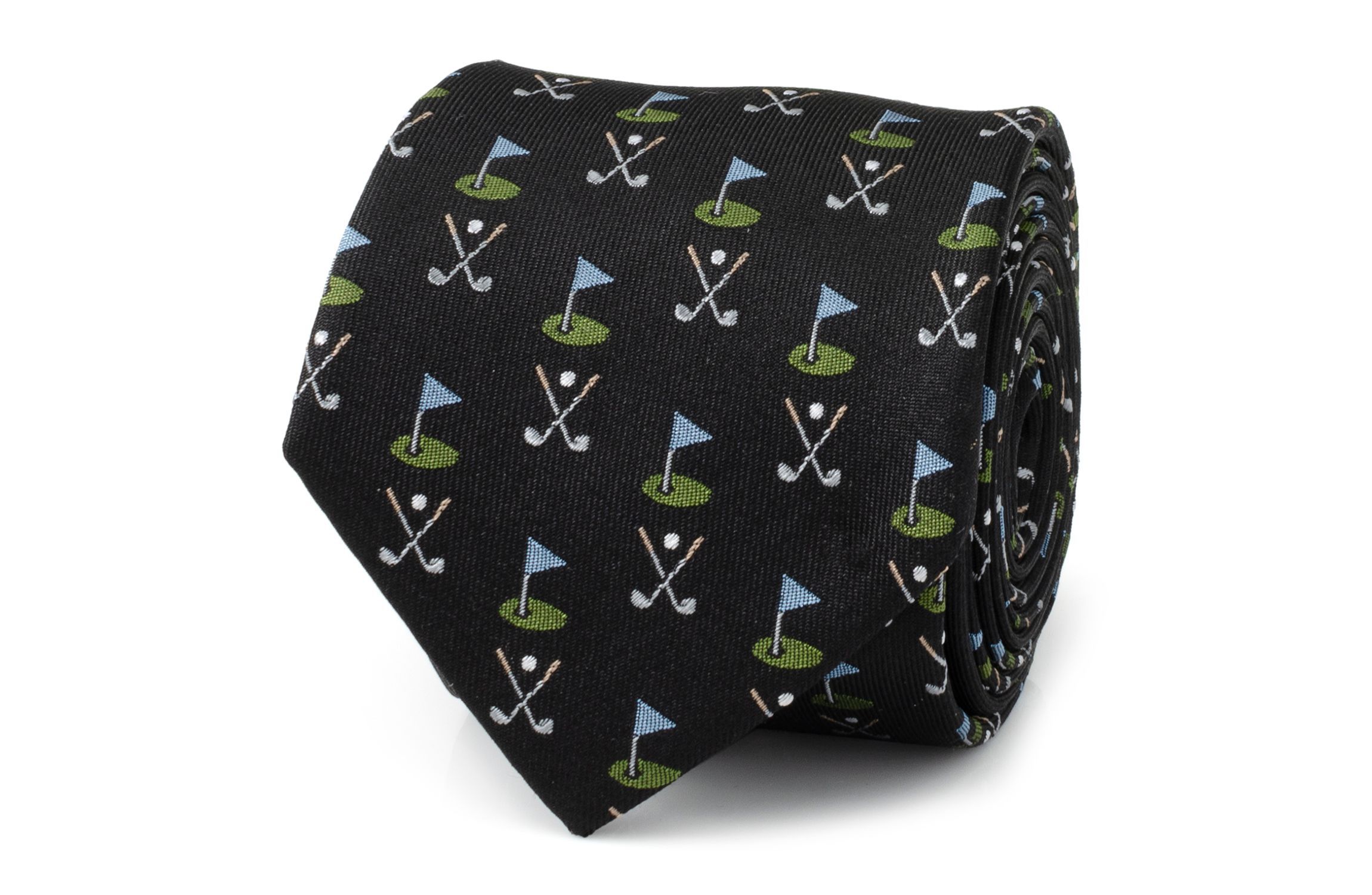 Golf Course Black Silk Tie