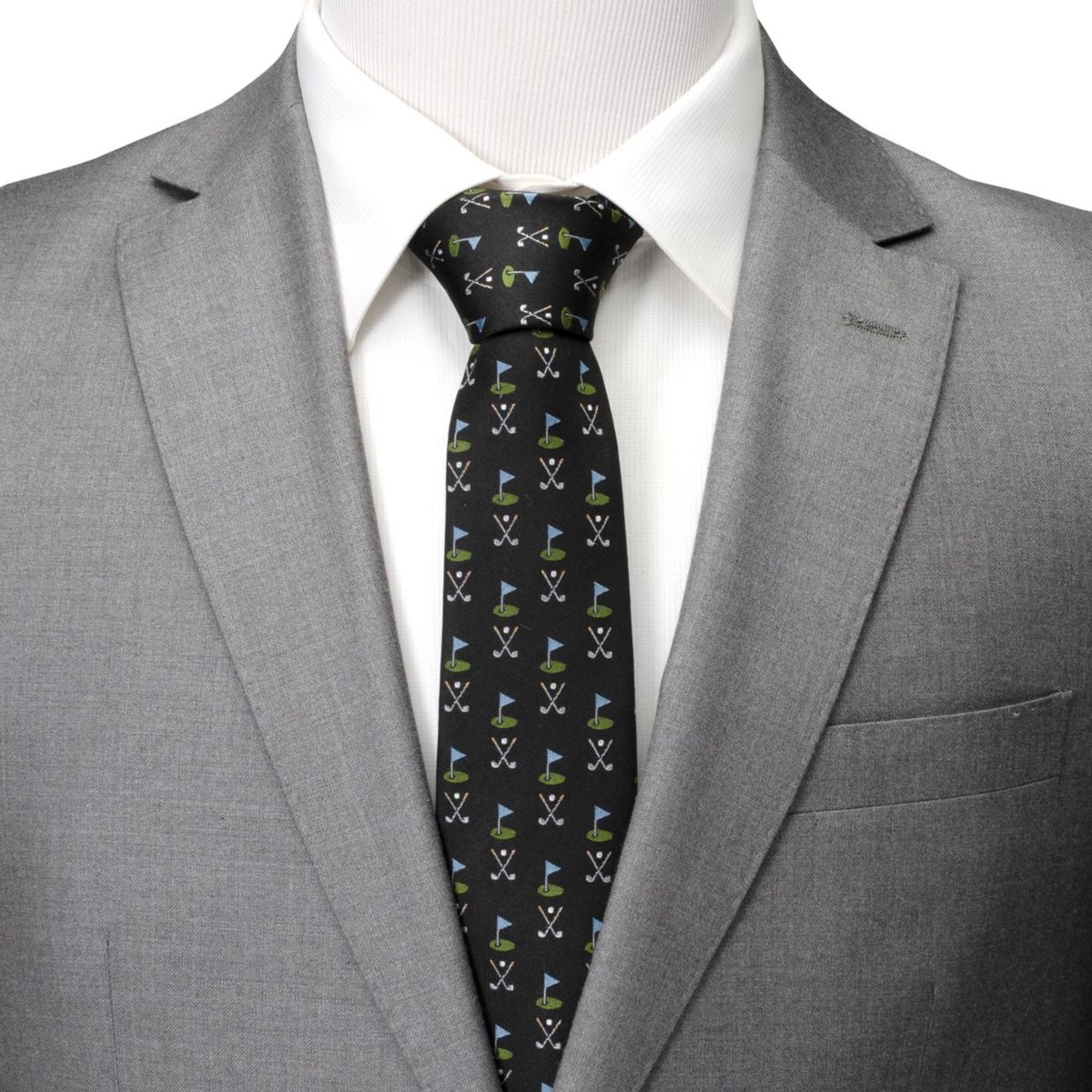 Golf Course Black Silk Tie