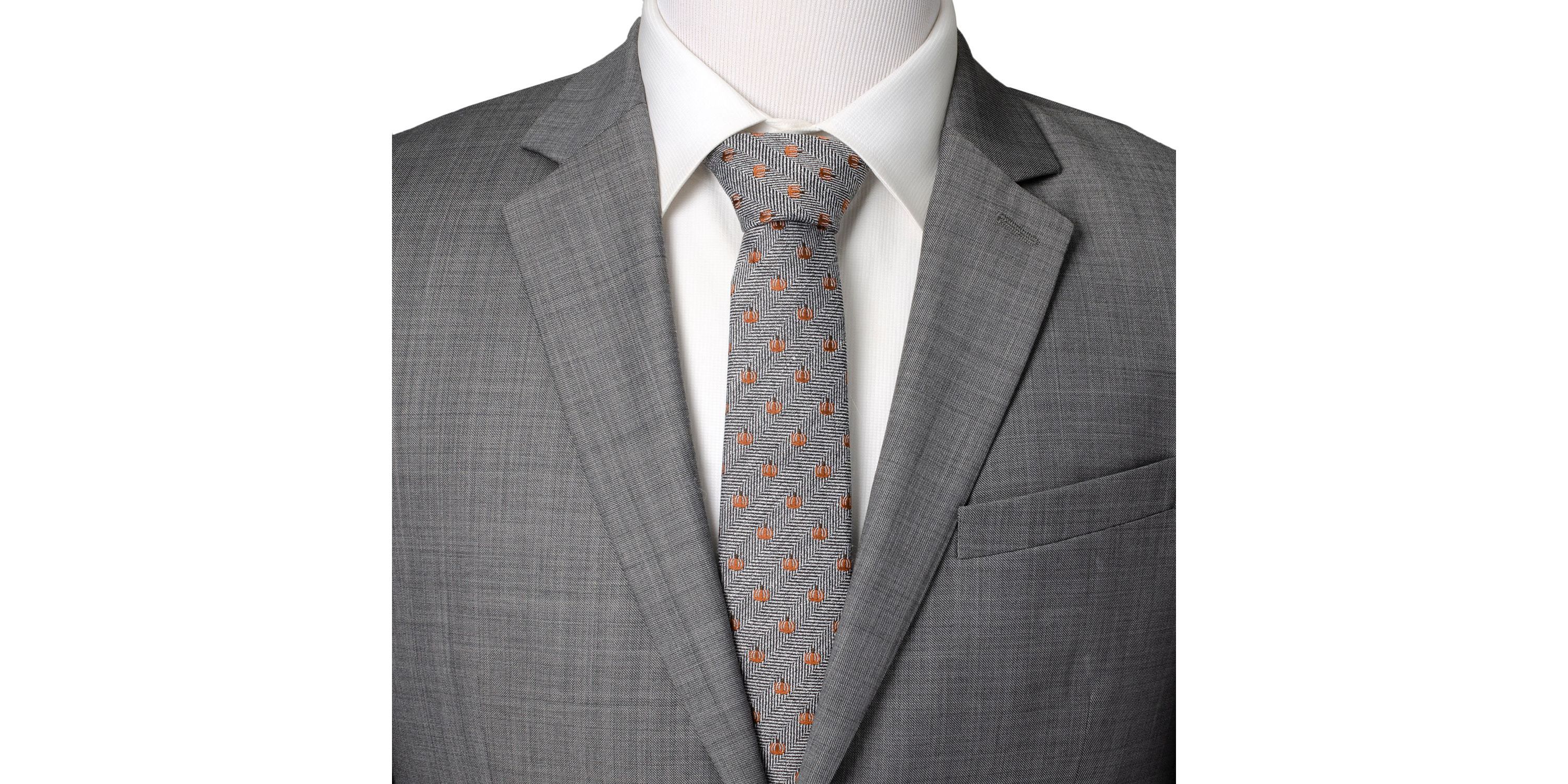 Holiday Pumpkin Herringbone Tie