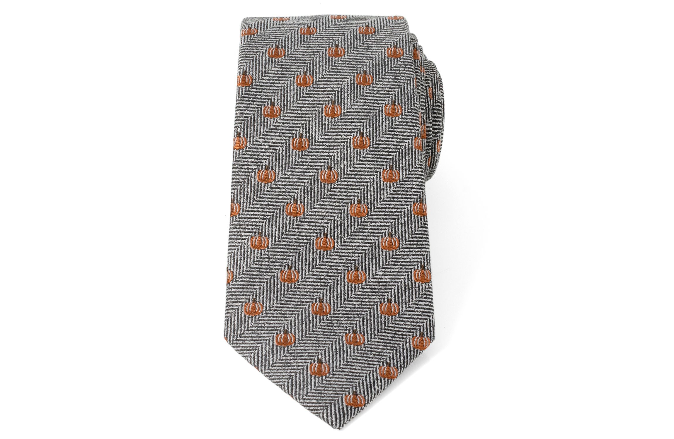 Holiday Pumpkin Herringbone Tie