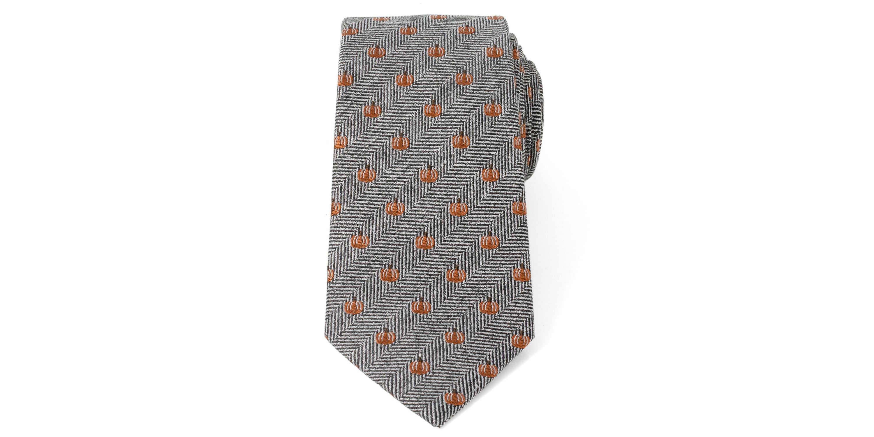Holiday Pumpkin Herringbone Tie