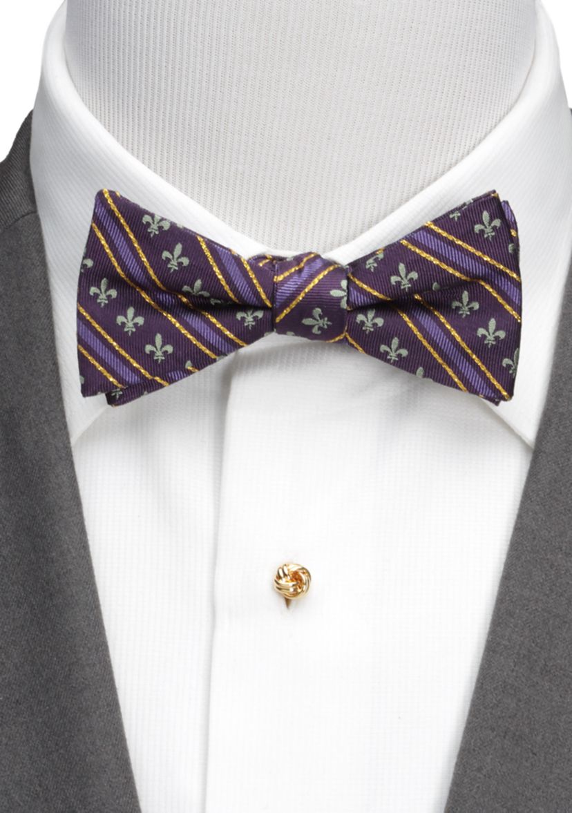 Mens Mardi Gras Stripe Bow Tie