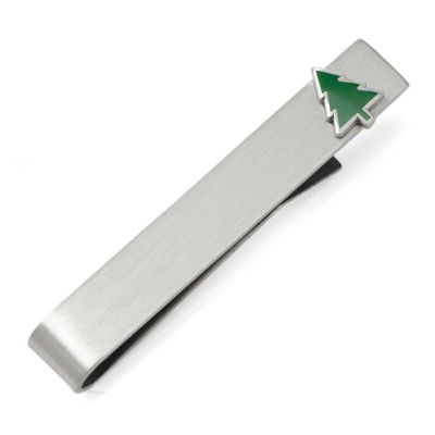 Cufflinks Inc Men's Holiday Tree Tie Bar, Silver