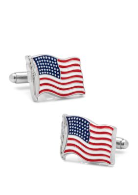 Cufflinks Inc Men's Waving American Flag Cufflinks, Red