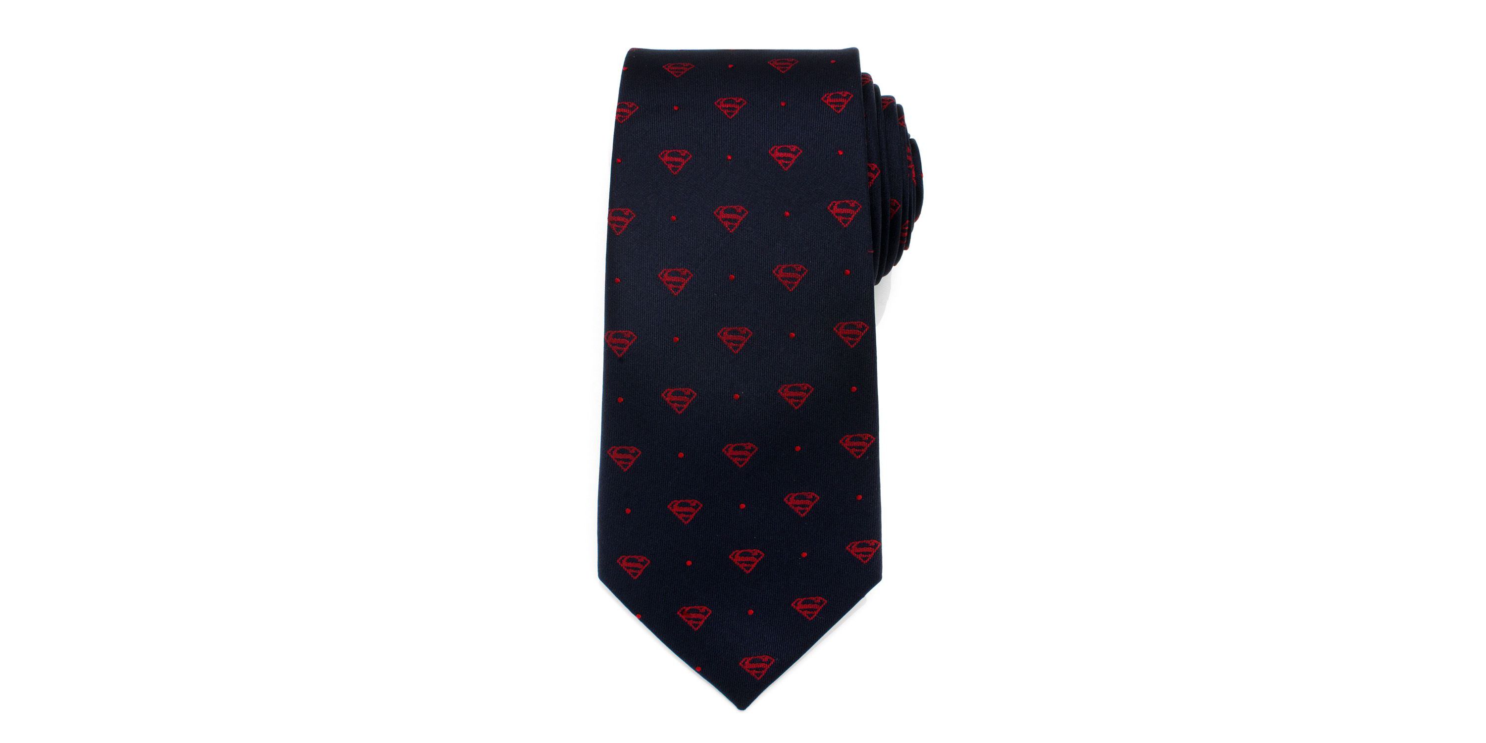 Superman Shield Navy and Red Dot Tie