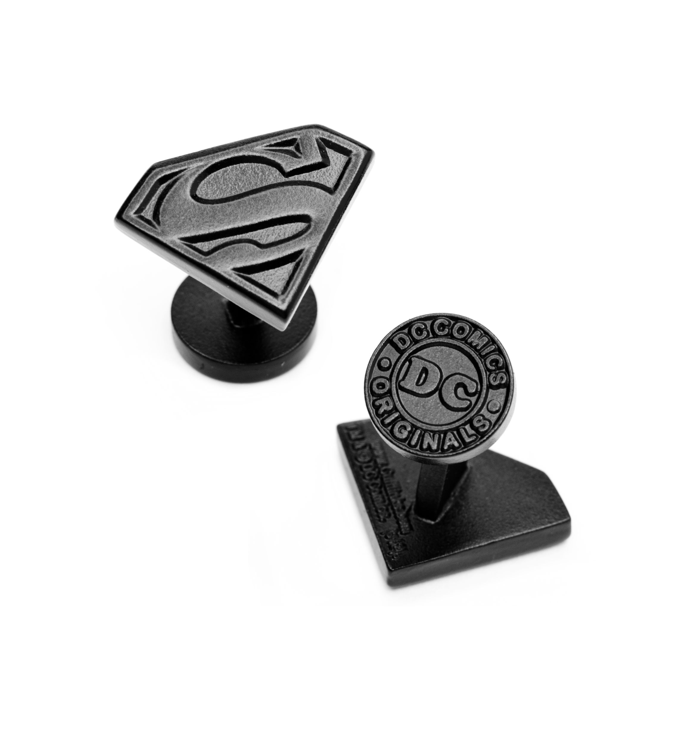 Satin Black Superman Shield Cufflinks