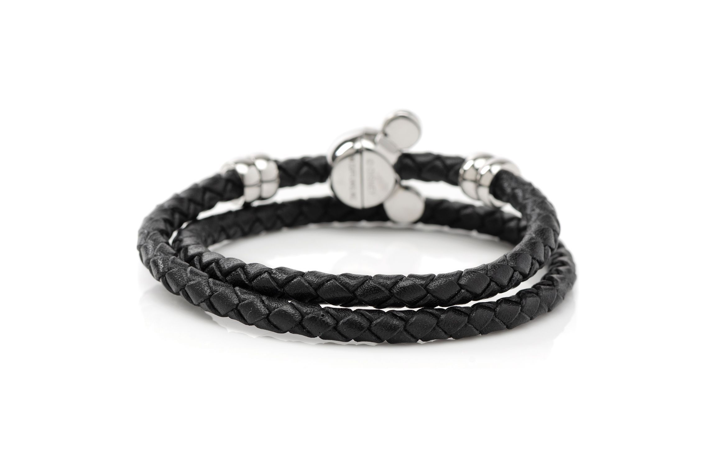 Mickey Silhouette Black Double Wrapped Leather Bracelet