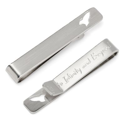 Disney Men's Buzz Lightyear Cutout Hidden Message Silver Tie Bar