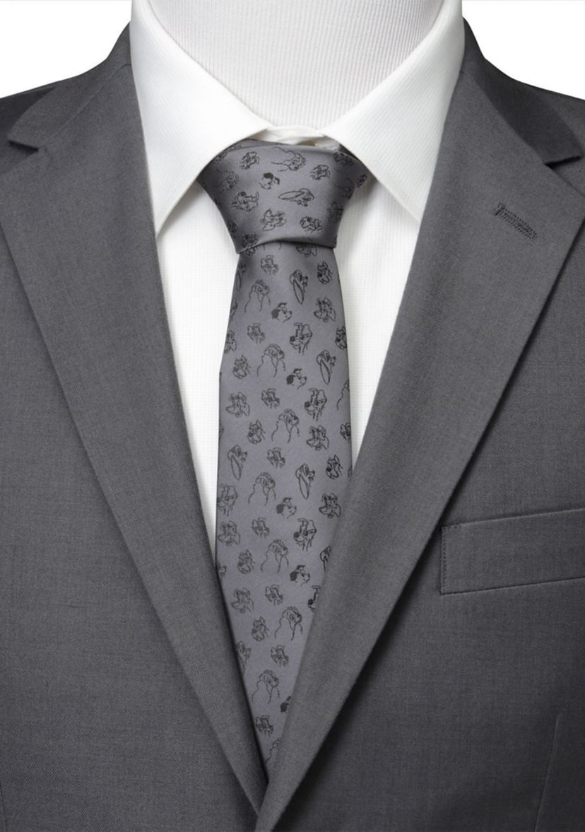 Dog Print Grey Tie