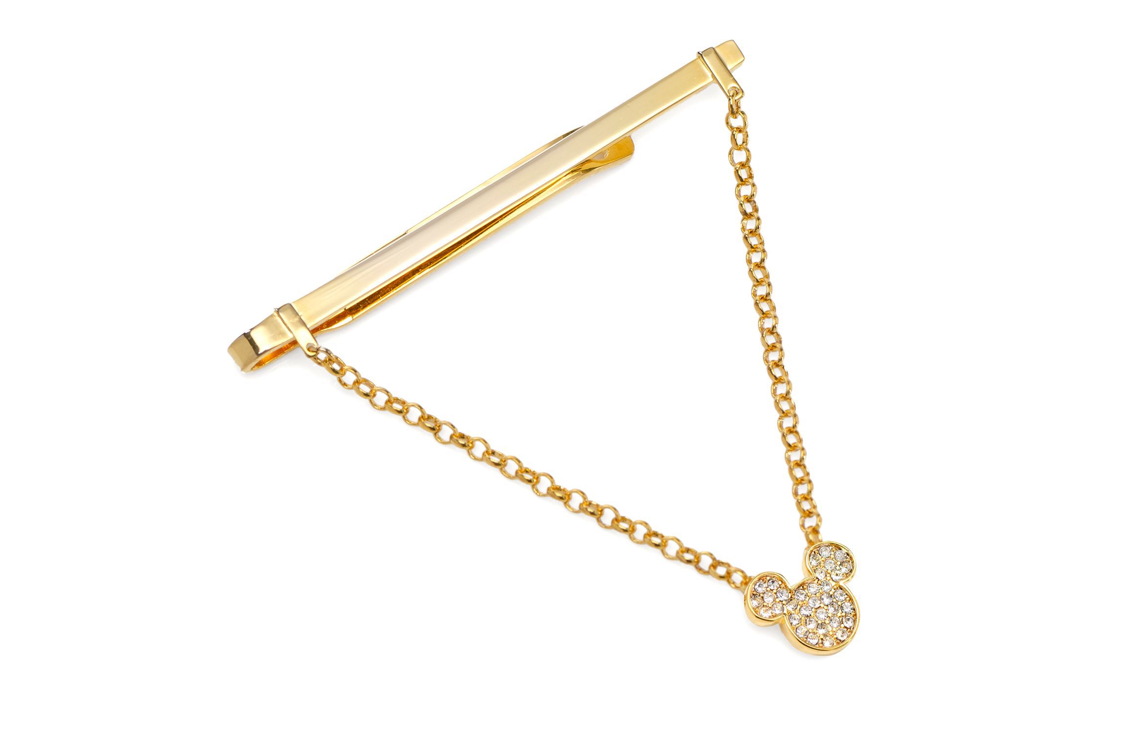 Mickey Gold Crystal Chain Tie Bar