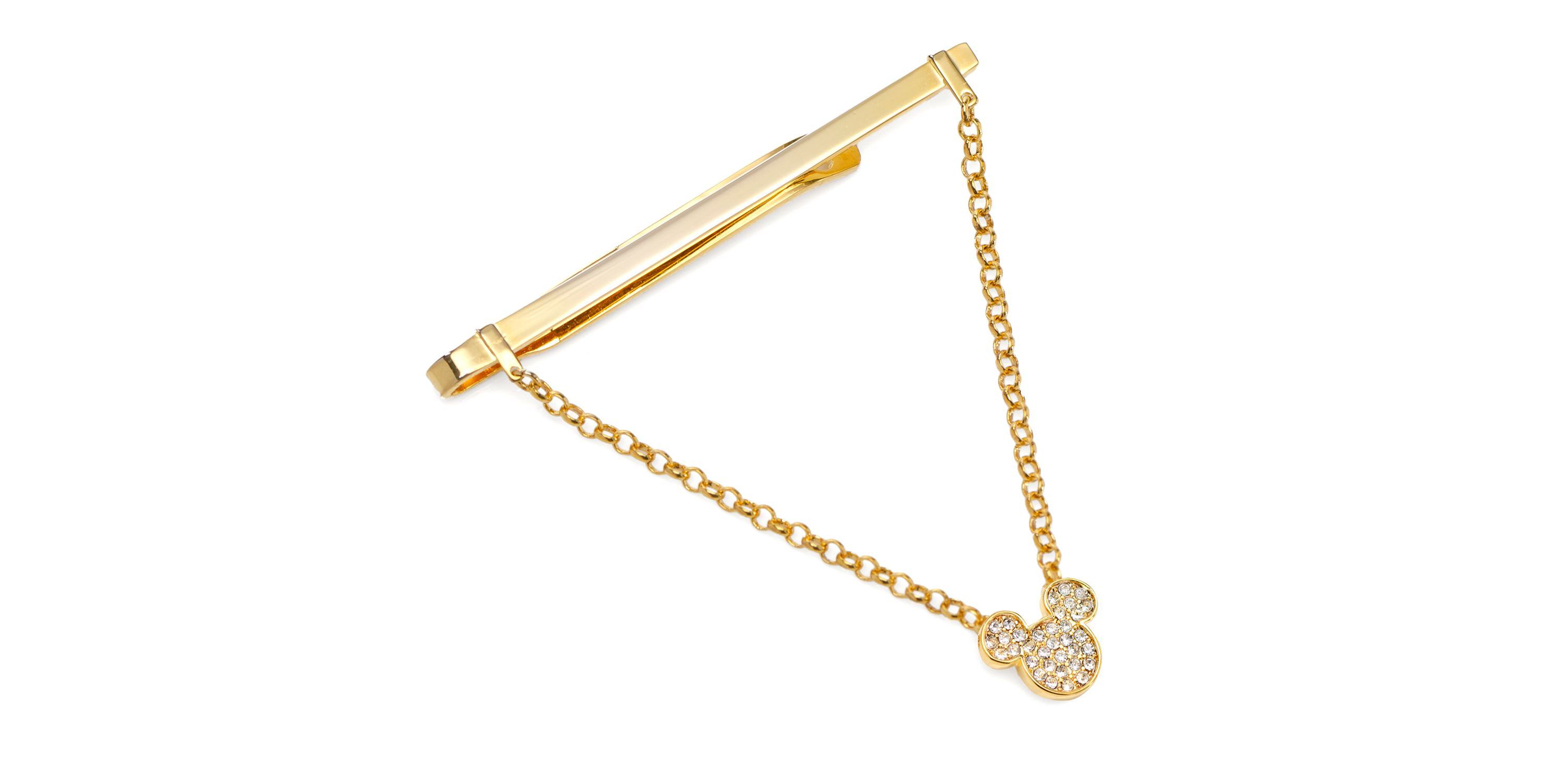Mickey Gold Crystal Chain Tie Bar