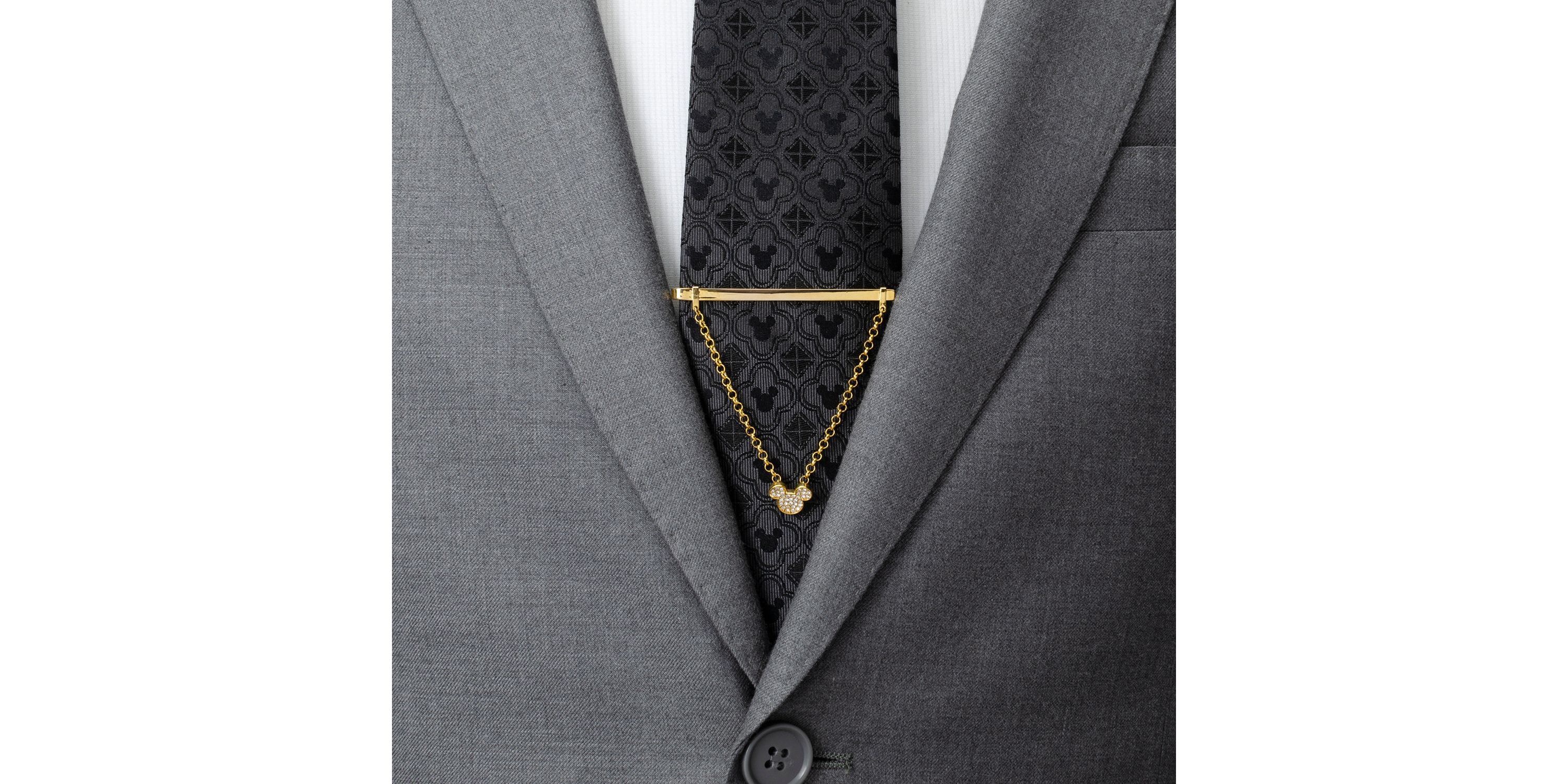 Mickey Gold Crystal Chain Tie Bar