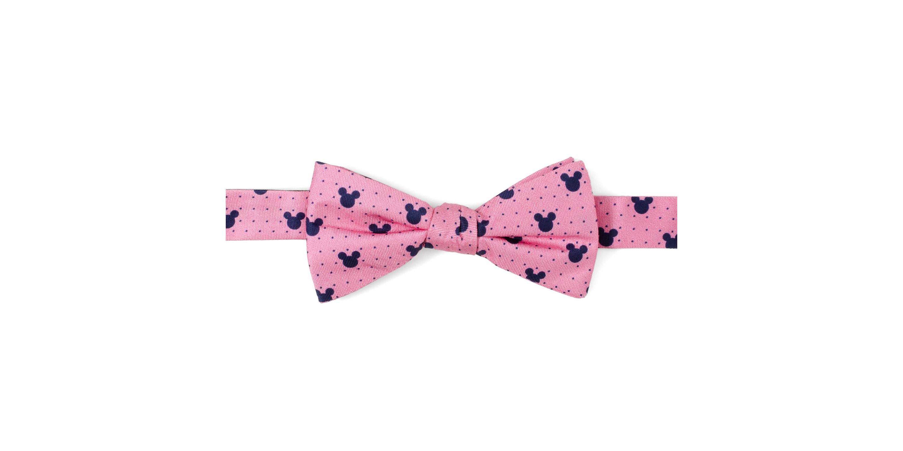 Mickey Silhouette Pink Dot Pre-tied Bow Tie