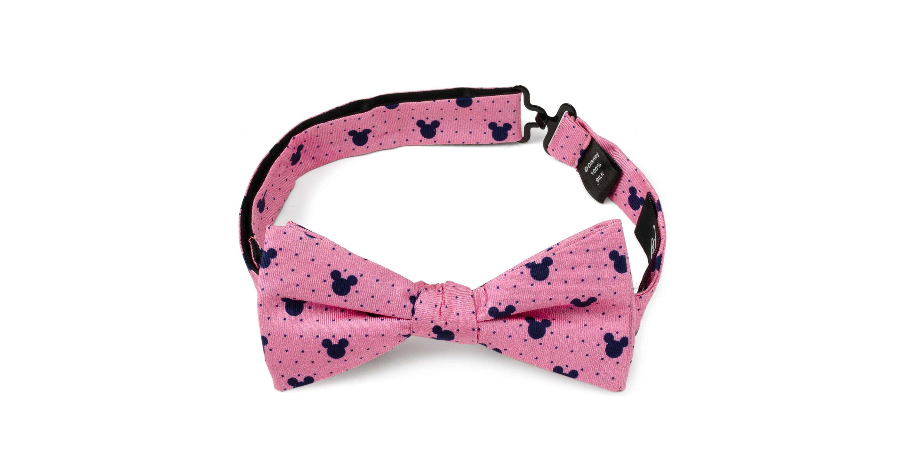 Mickey Silhouette Pink Dot Pre-tied Bow Tie