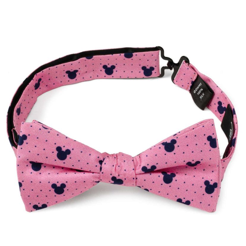 Mickey Silhouette Pink Dot Pre-tied Bow Tie