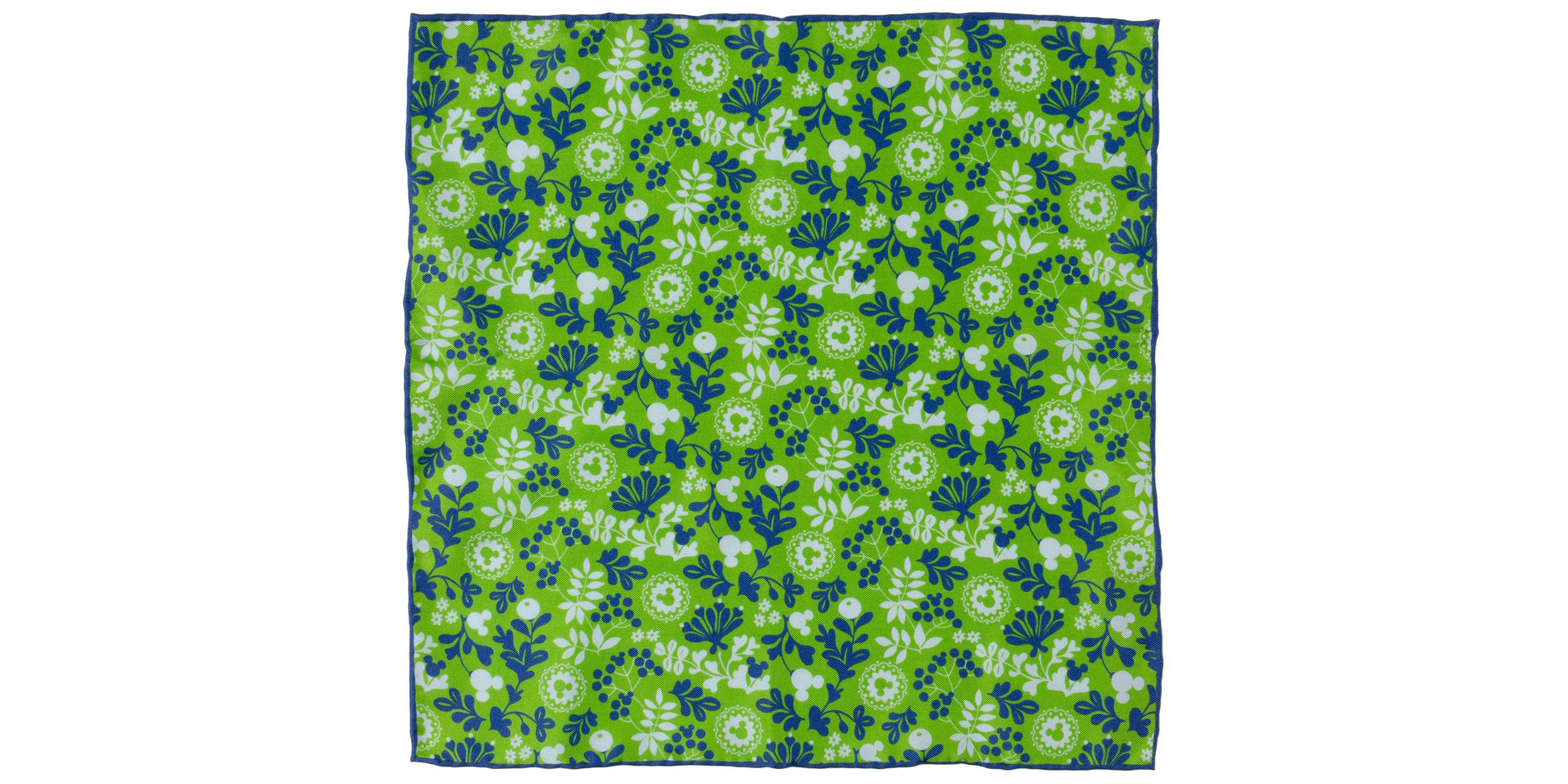 Mickey Floral Green Pocket Square