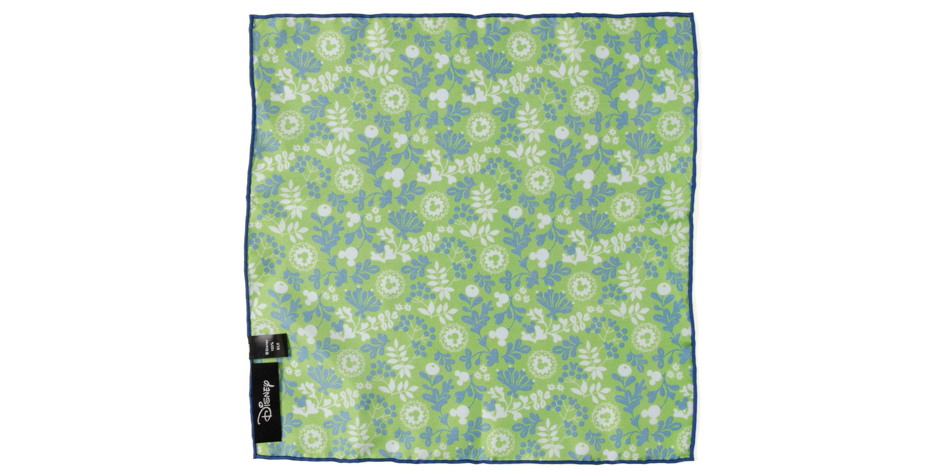 Mickey Floral Green Pocket Square