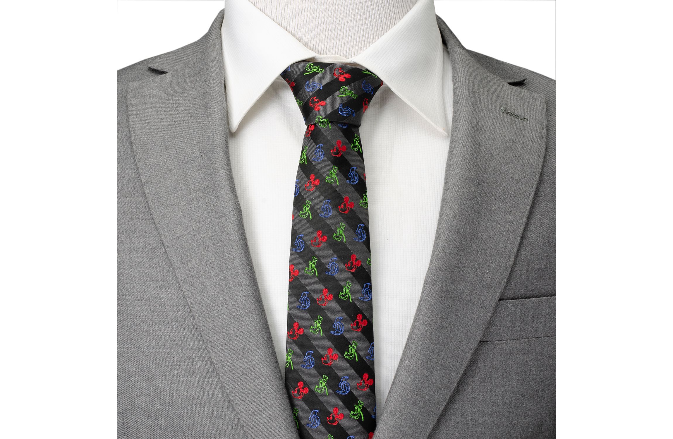 Mickey and Friends Multi Black Stripe Tie