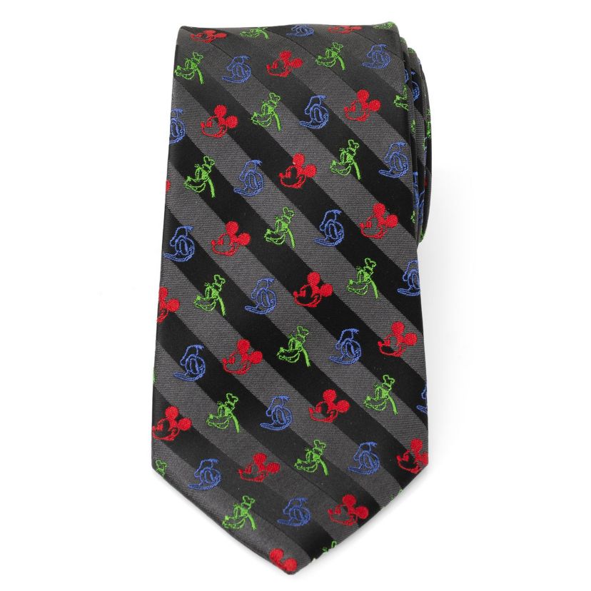 Mickey and Friends Multi Black Stripe Tie
