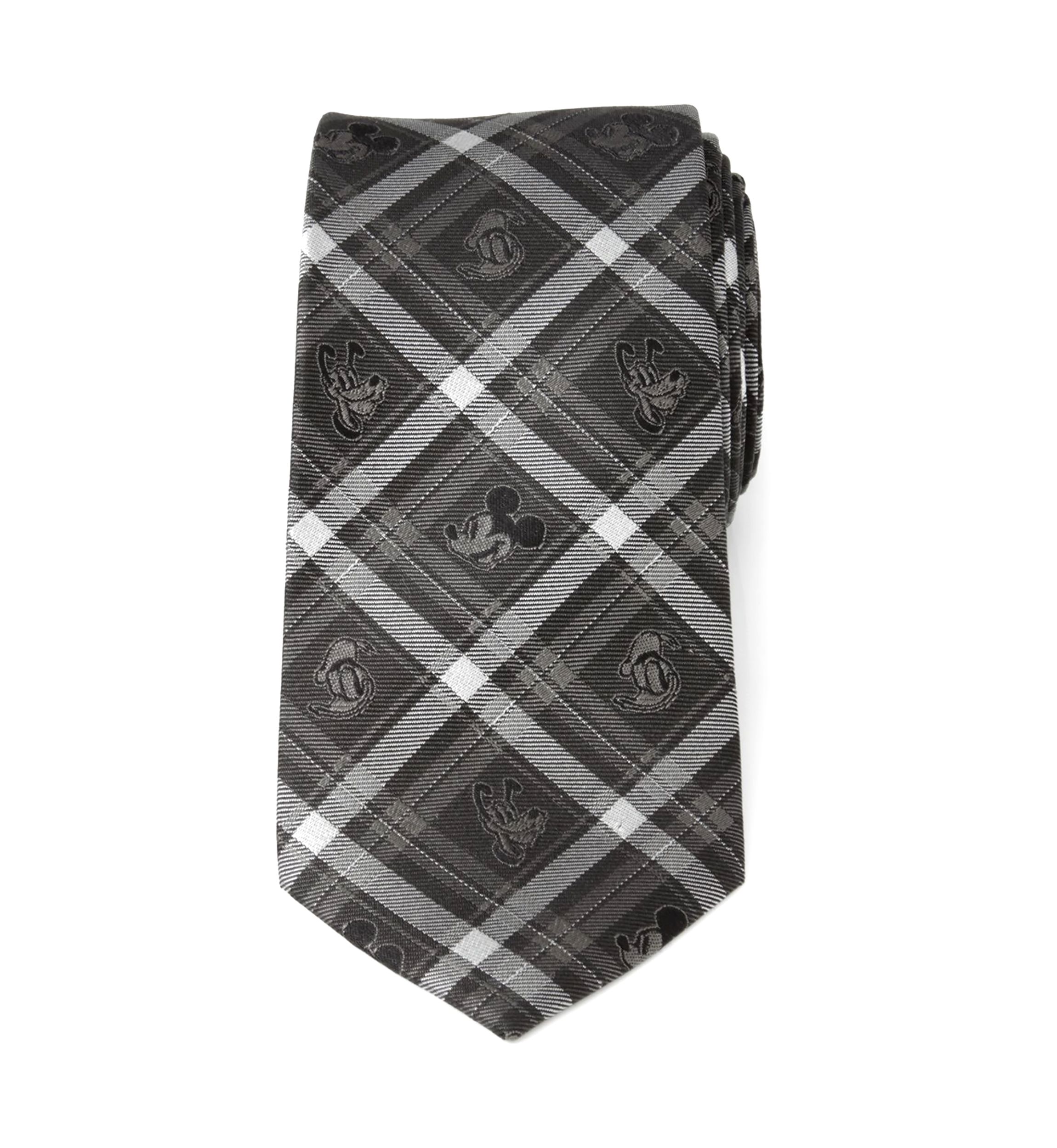 Mickey and Friends Charcoal Plaid Tie