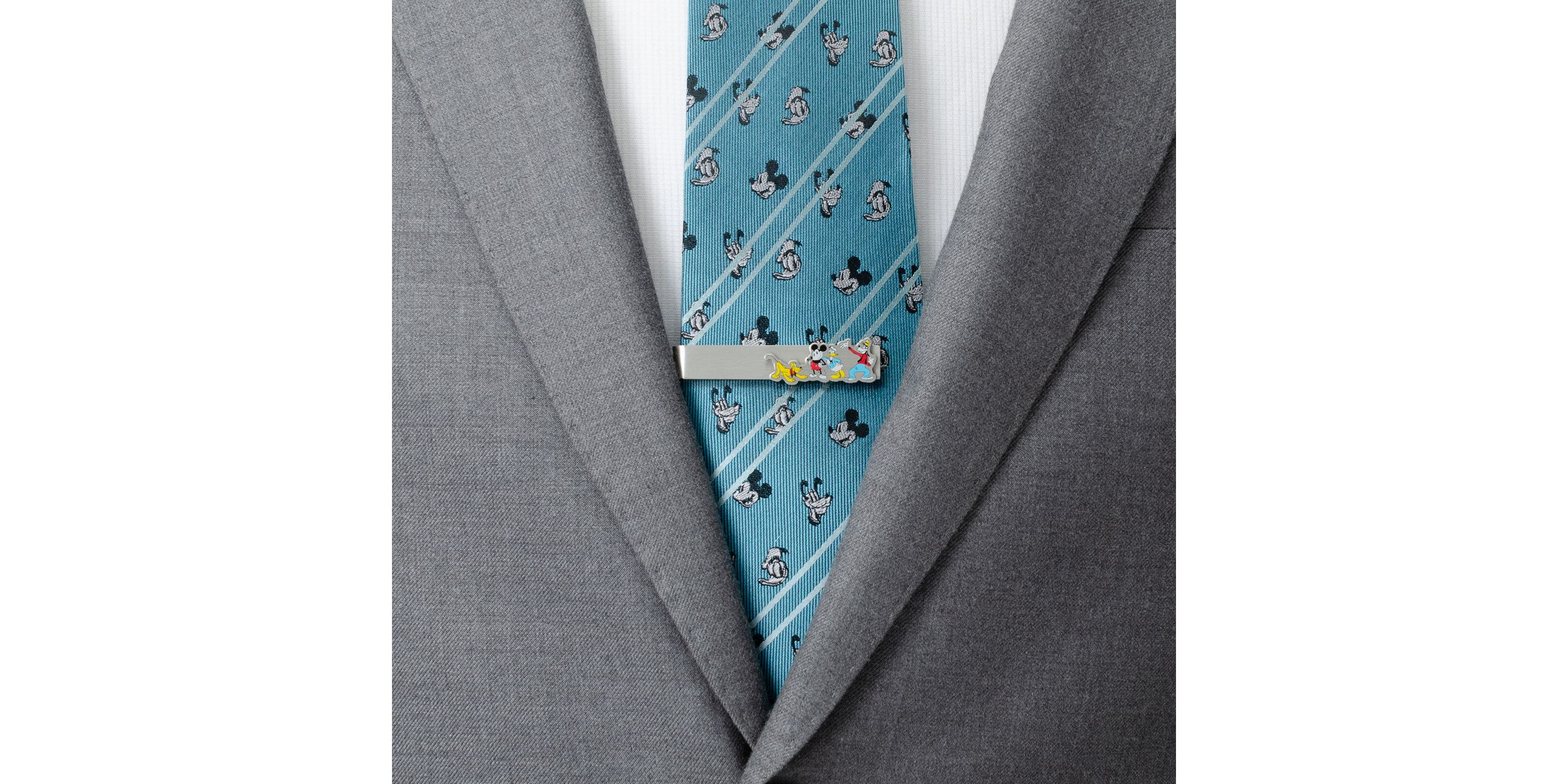 Mickey And Friends Printed Silver Tie Bar