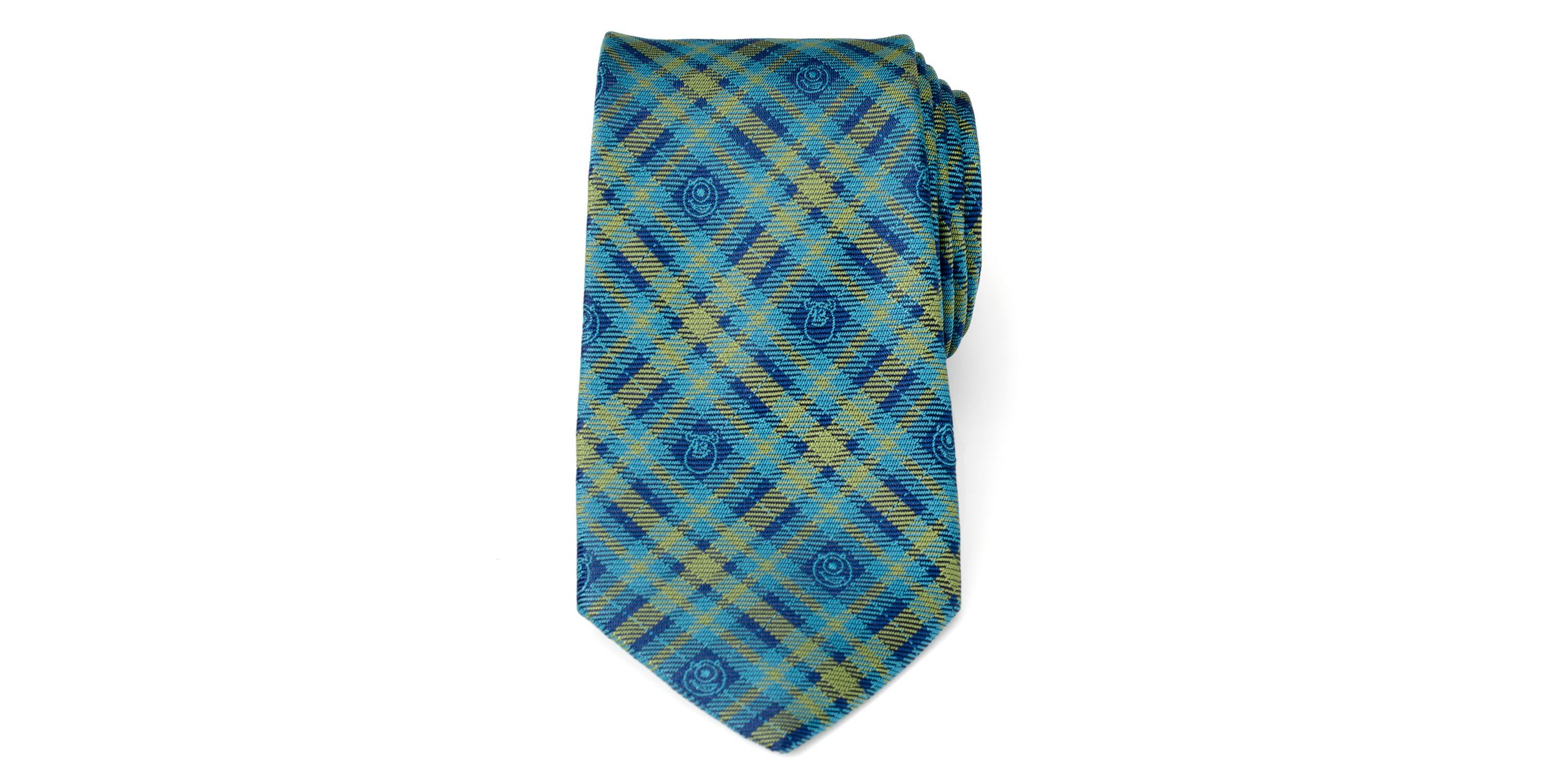 Monsters Inc Plaid Blue Green Tie