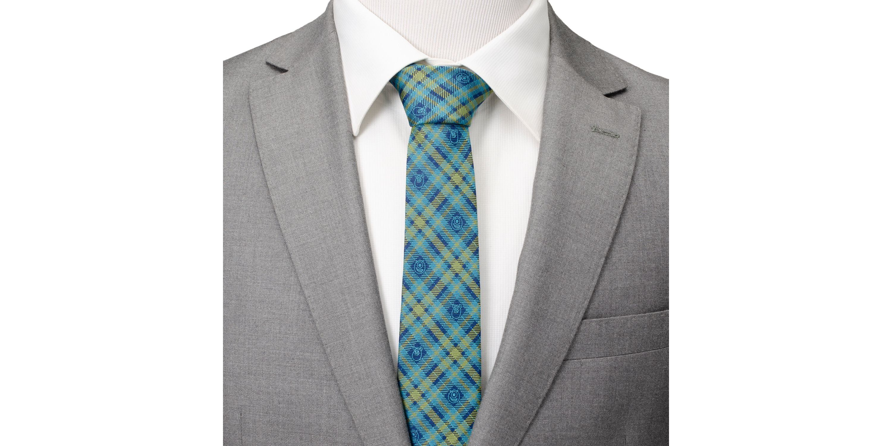 Monsters Inc Plaid Blue Green Tie