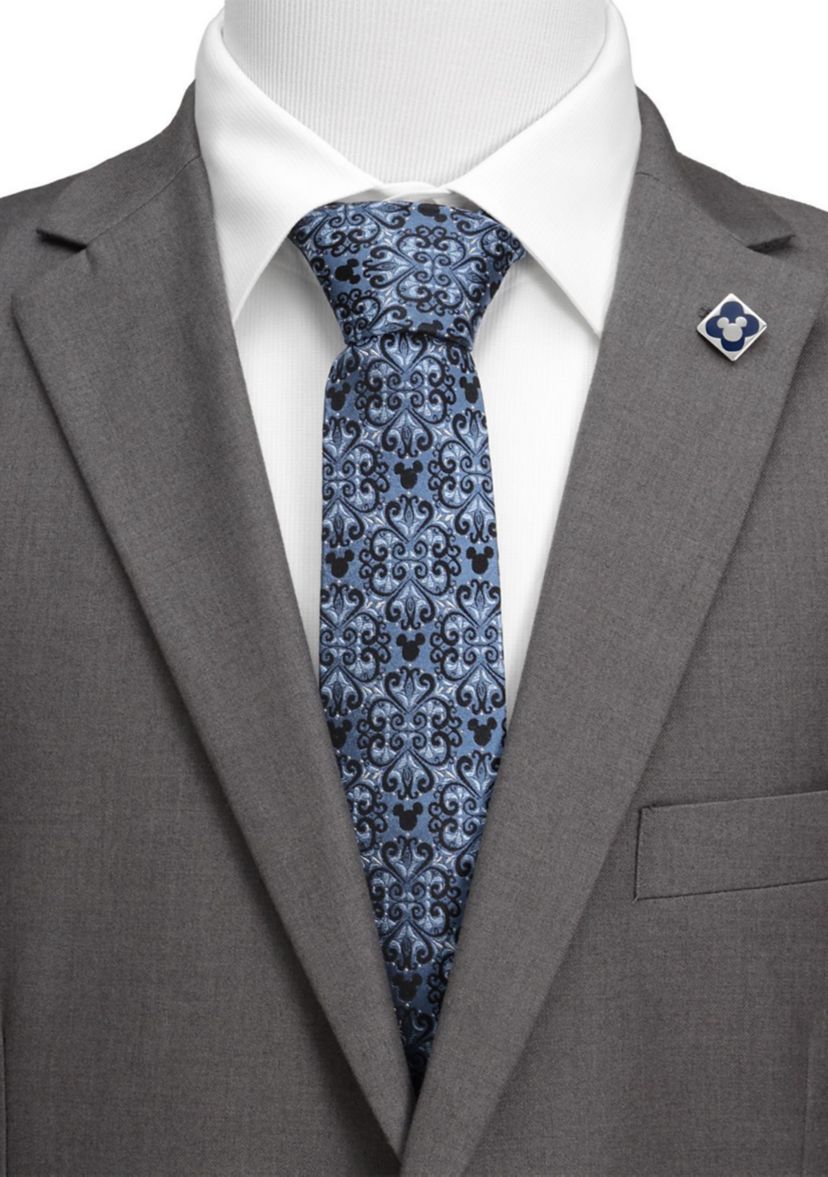 Mickey Mouse Damask Tile Blue Tie