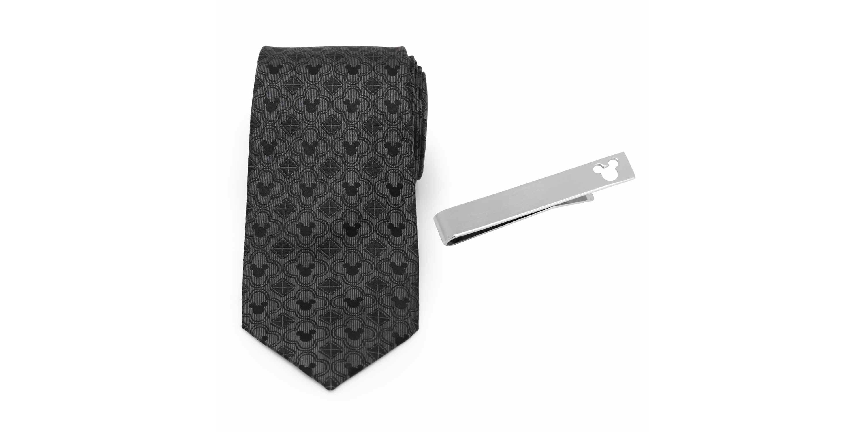 Mickey Mouse Black Necktie and Tie Bar Gift Set