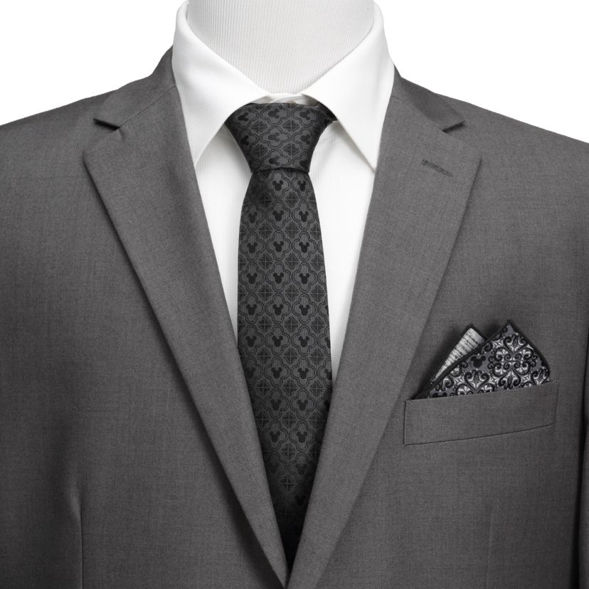 Mickey Mouse Black Necktie and Tie Bar Gift Set
