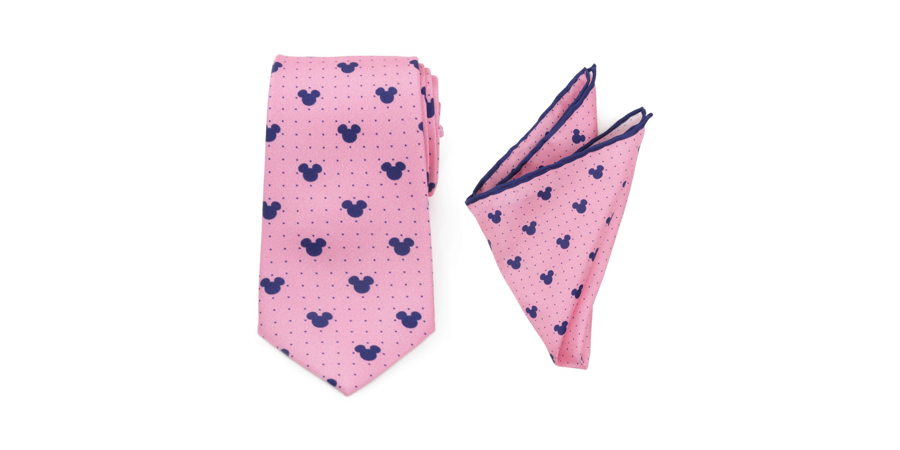 Mickey Mouse Dot Pink Tie and Pocket Square Gift Set