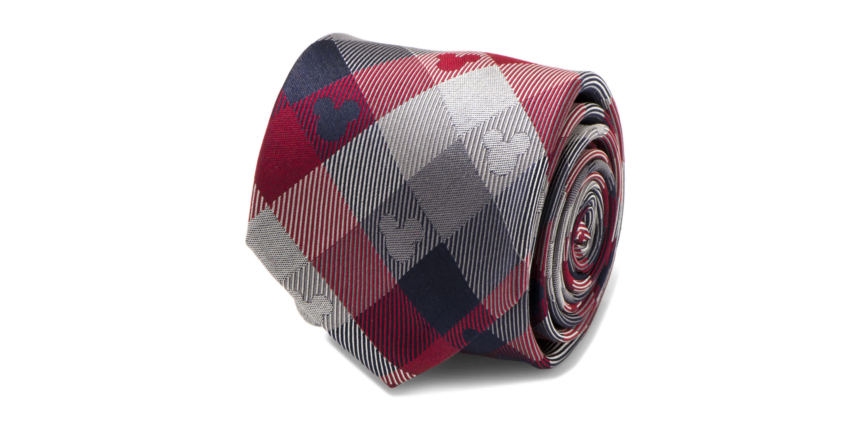 Mickey Mouse Red and Blue Plaid Mens Tie