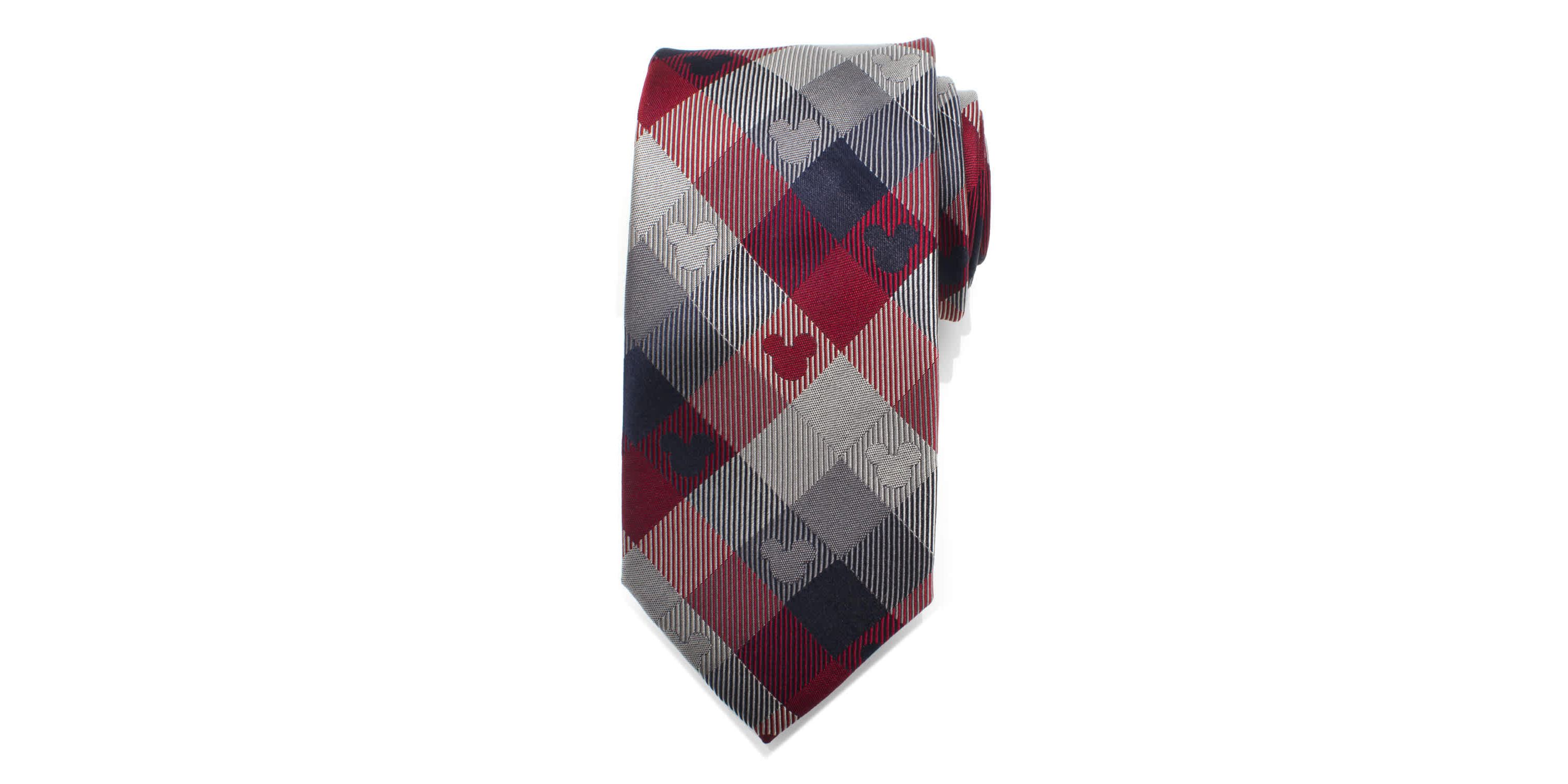 Mickey Mouse Red and Blue Plaid Mens Tie