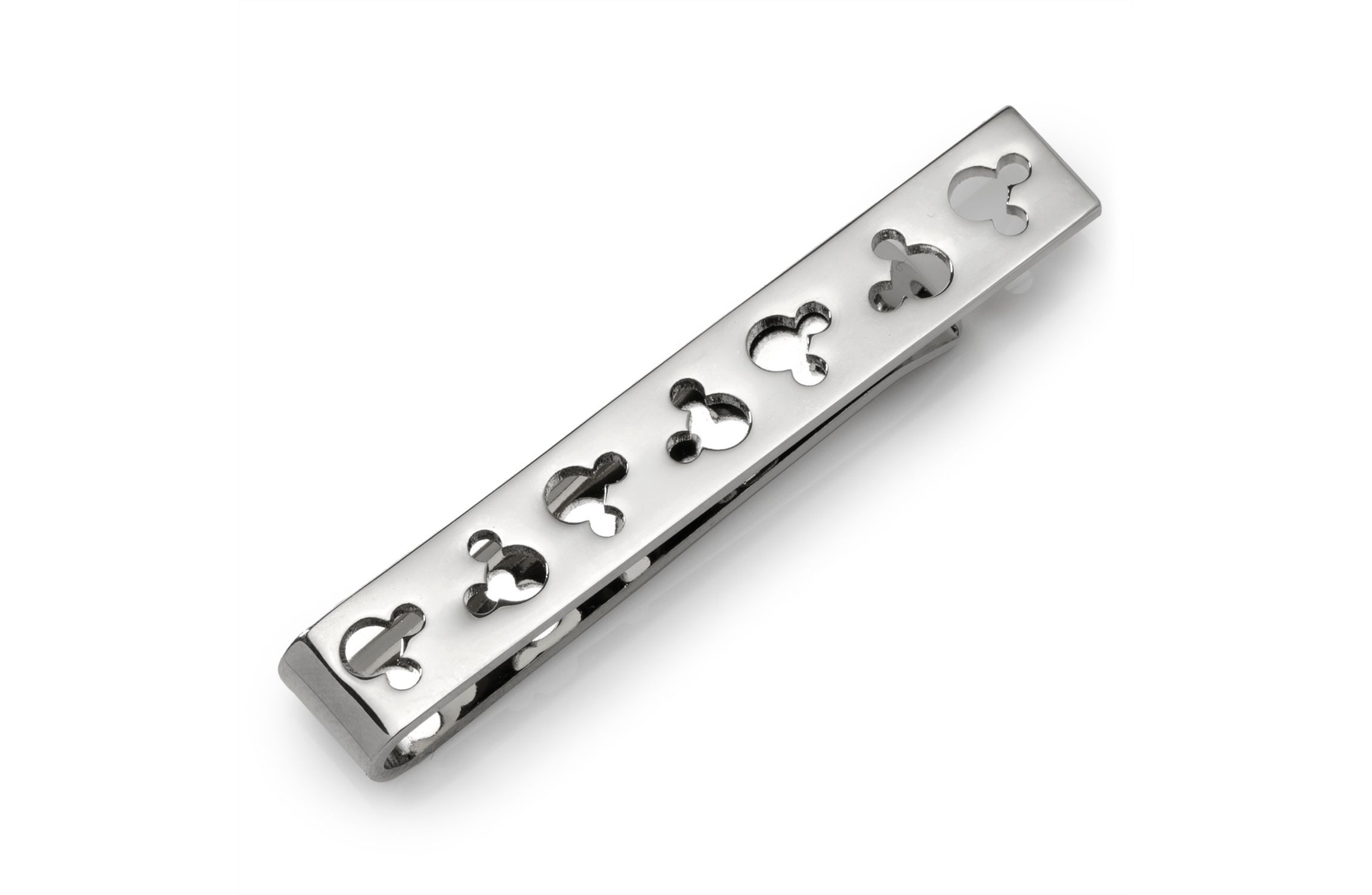 Mickey Mouse Silhouette Cutout Message Silver Tie Bar