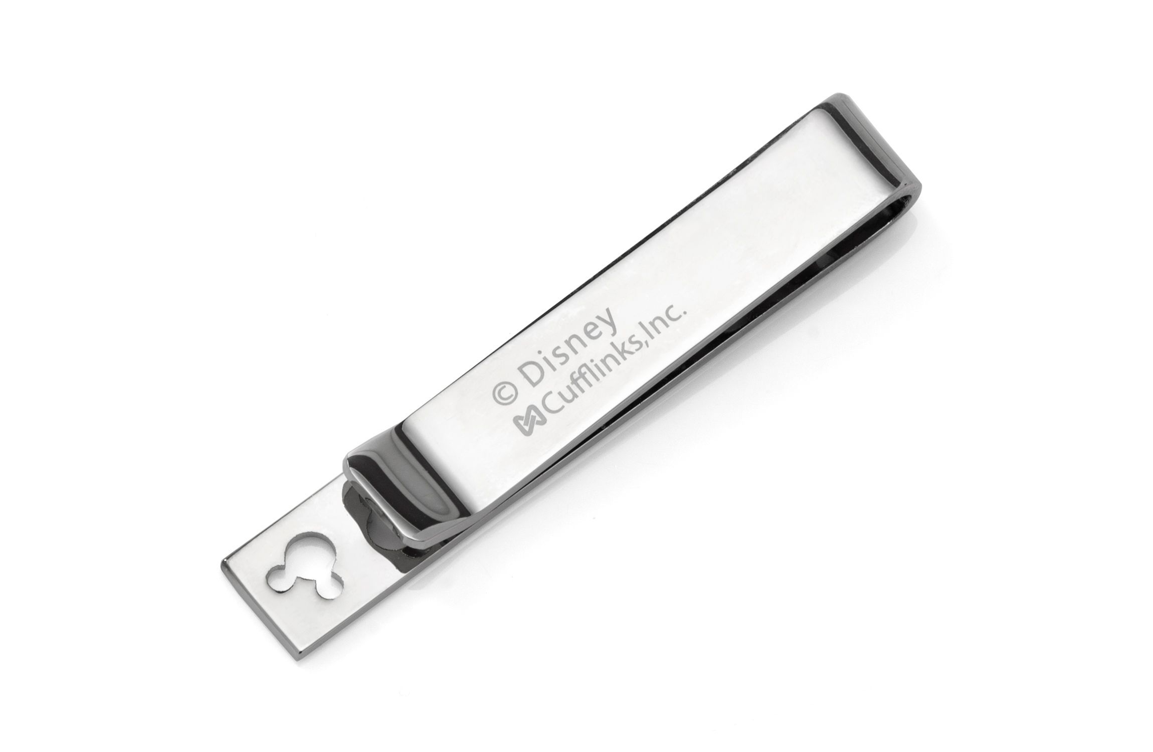 Mickey Mouse Silhouette Cutout Message Silver Tie Bar