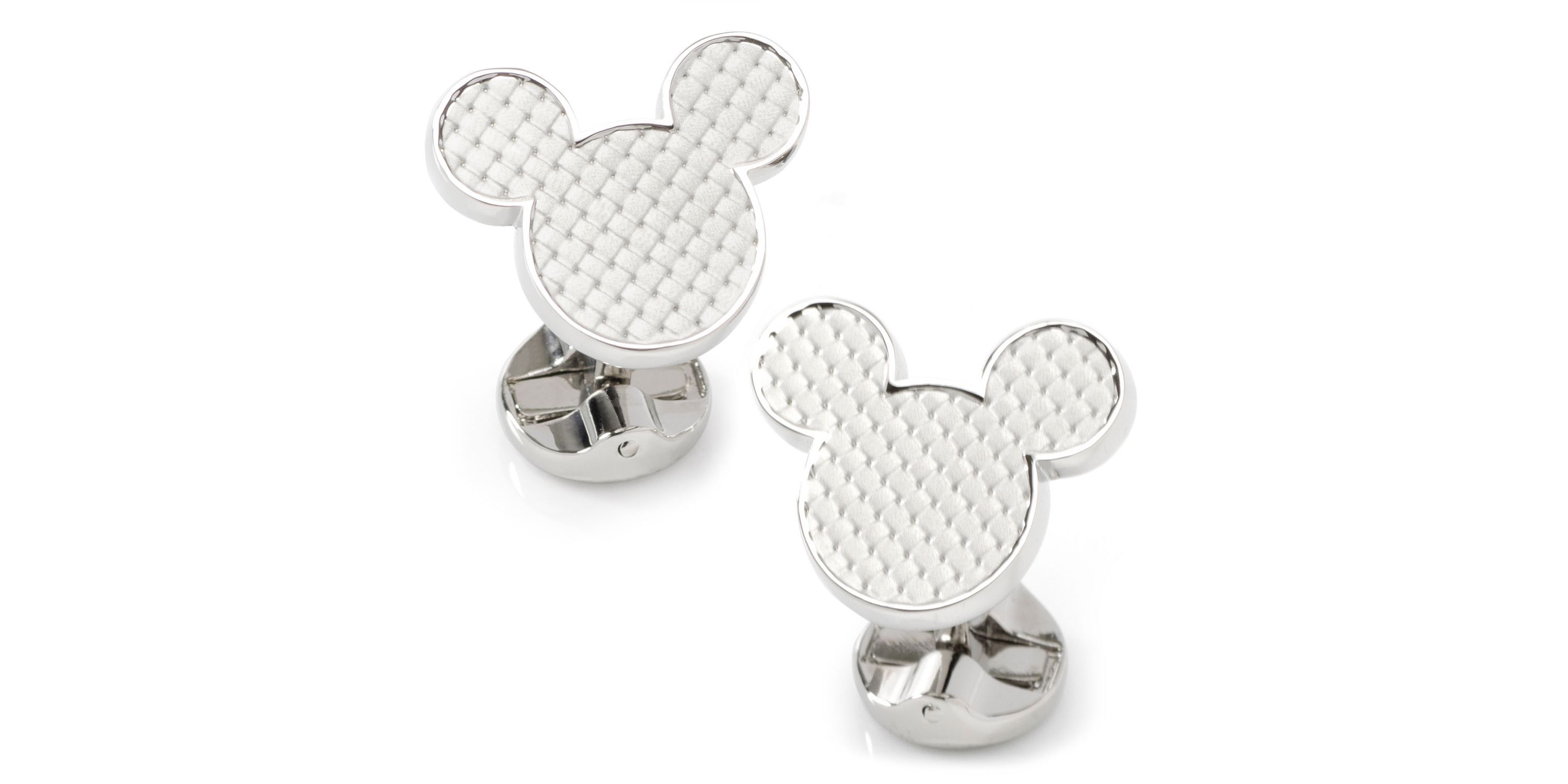 Mickey Mouse Silhouette Basket Weave Cufflinks