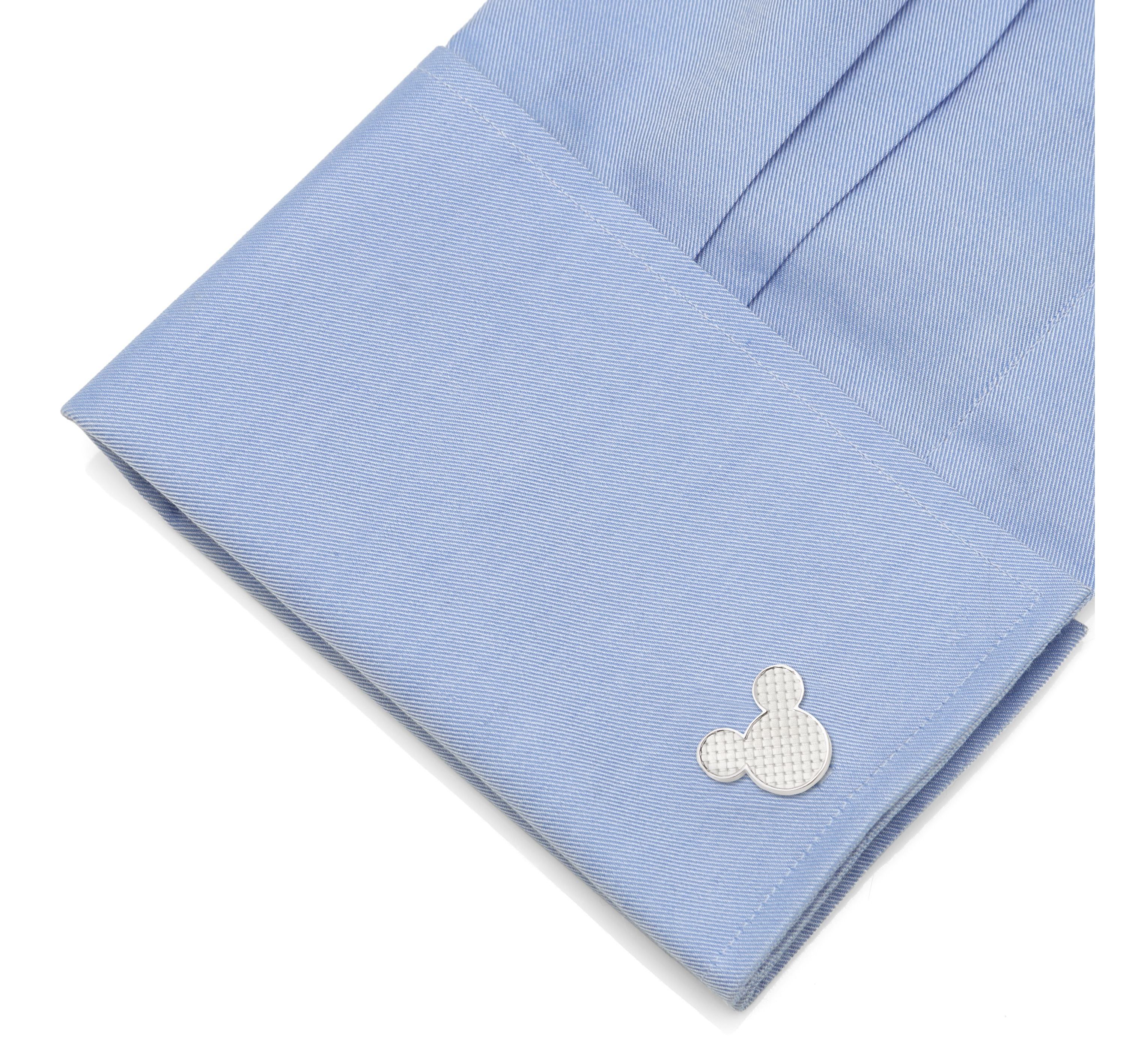 Mickey Mouse Silhouette Basket Weave Cufflinks