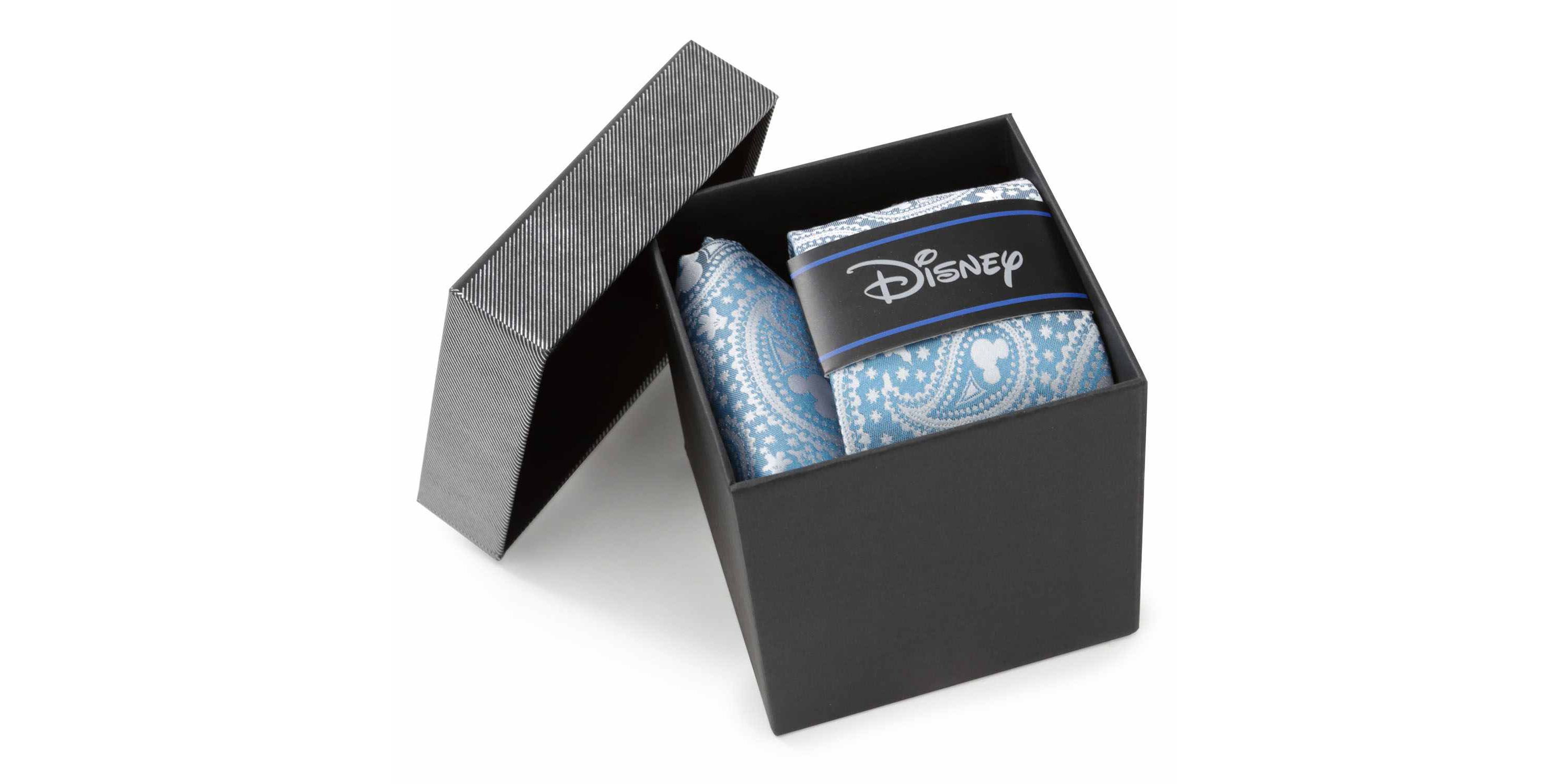 Mickey Mouse Teal Paisley Necktie and Pocket Square Gift Set