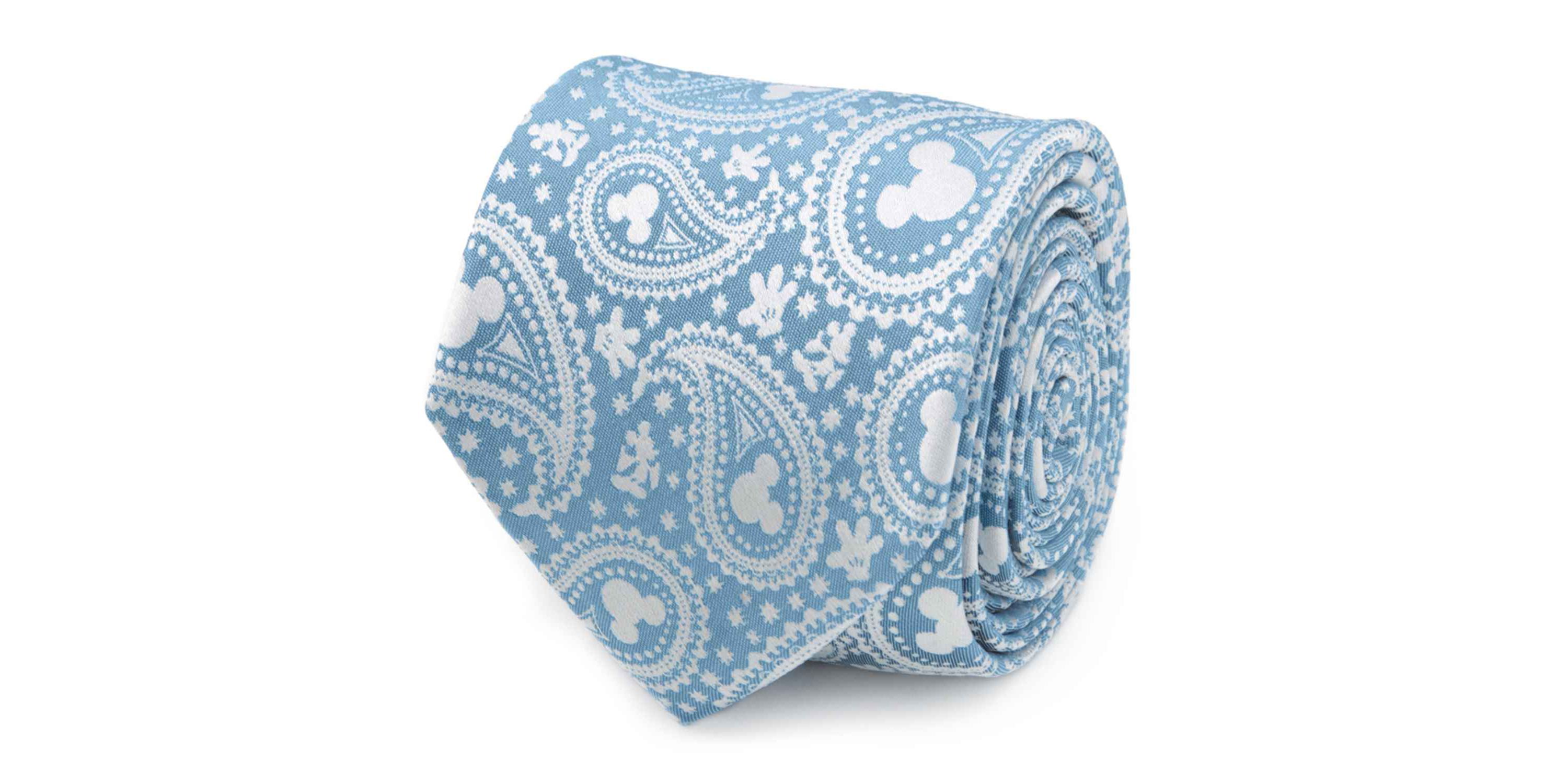 Mickey Mouse Teal Paisley Necktie and Pocket Square Gift Set
