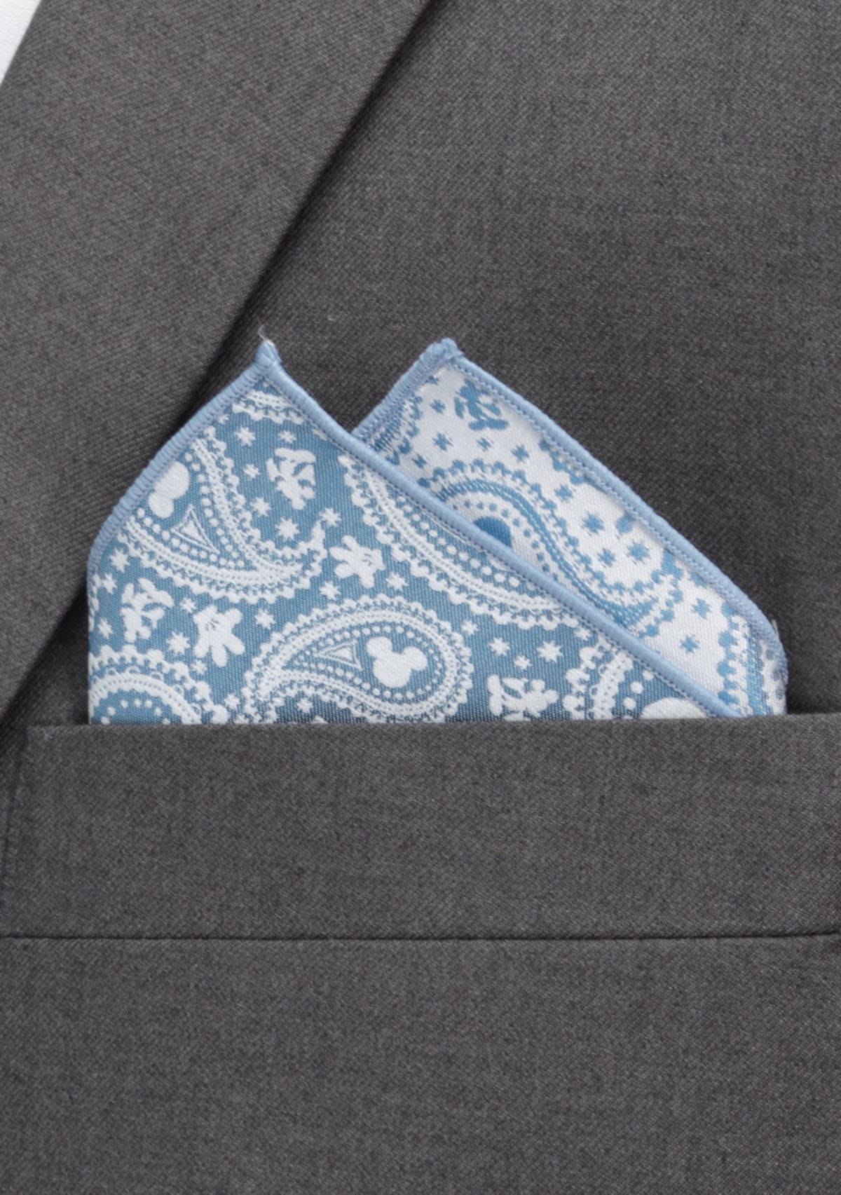 Mickey Mouse Paisley Teal Pocket Square