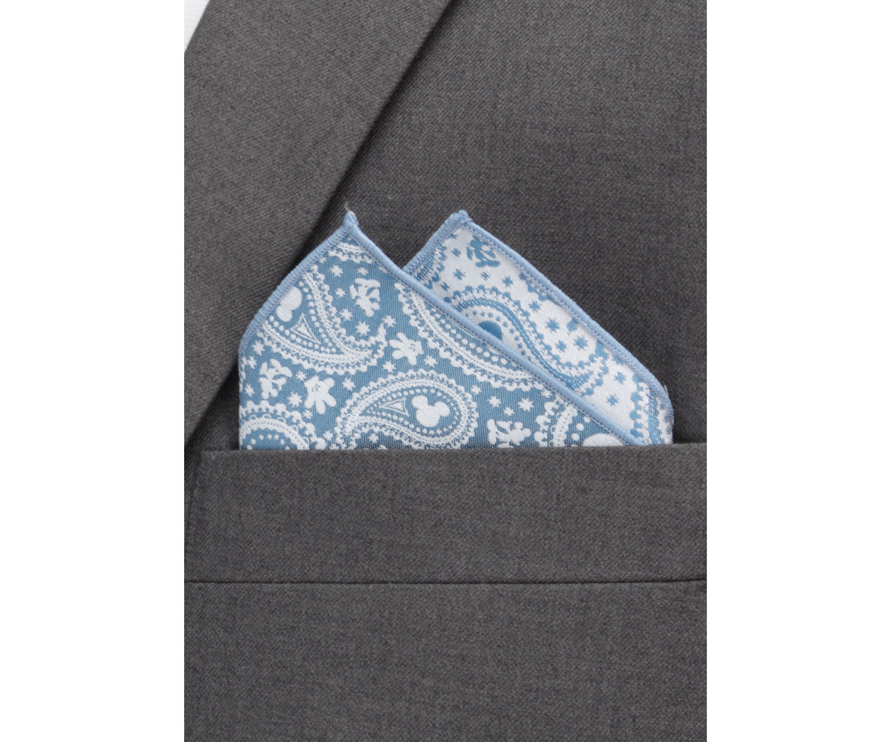 Mickey Mouse Paisley Teal Pocket Square