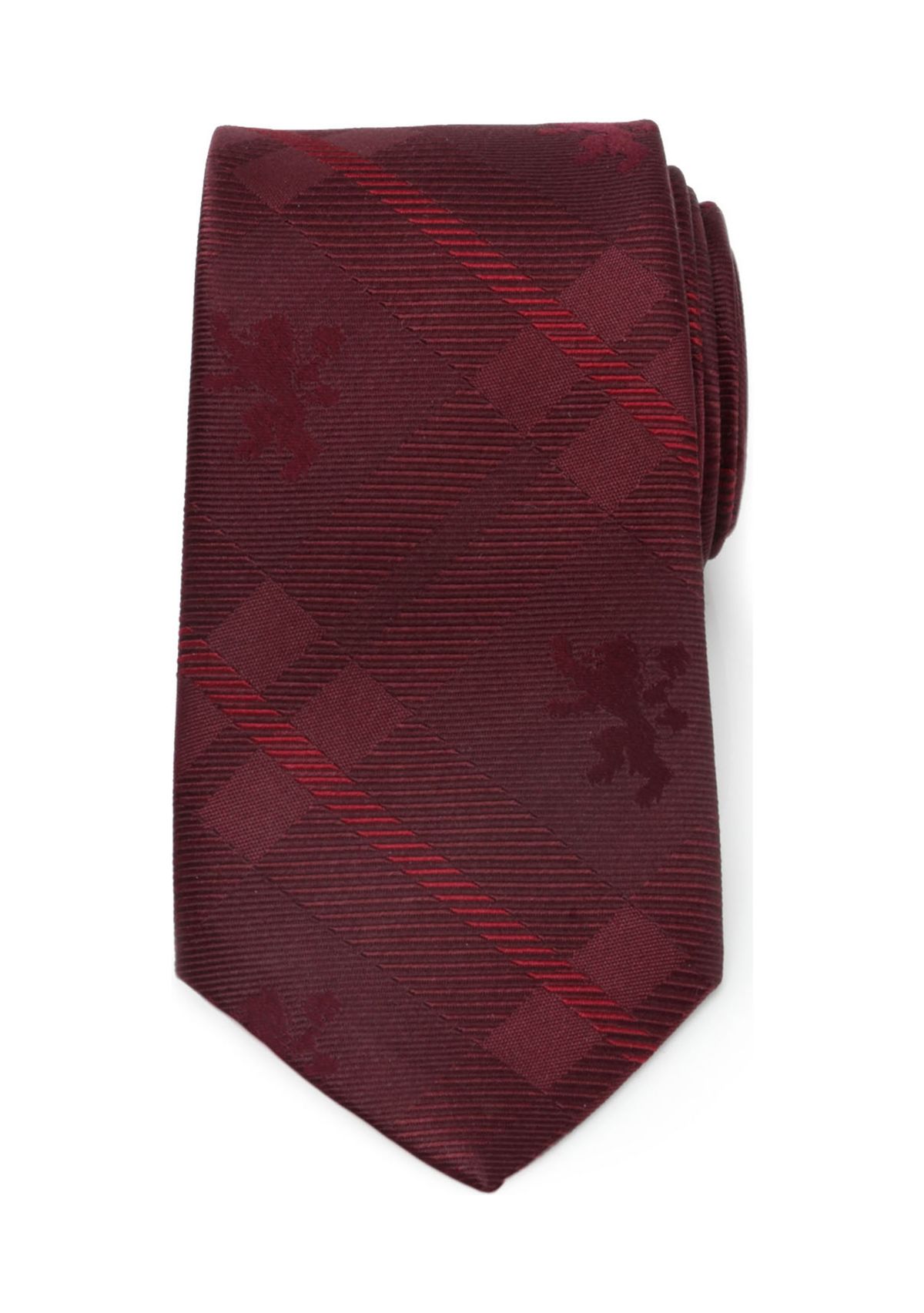 Mens Lannister Lion Red Plaid Silk Tie