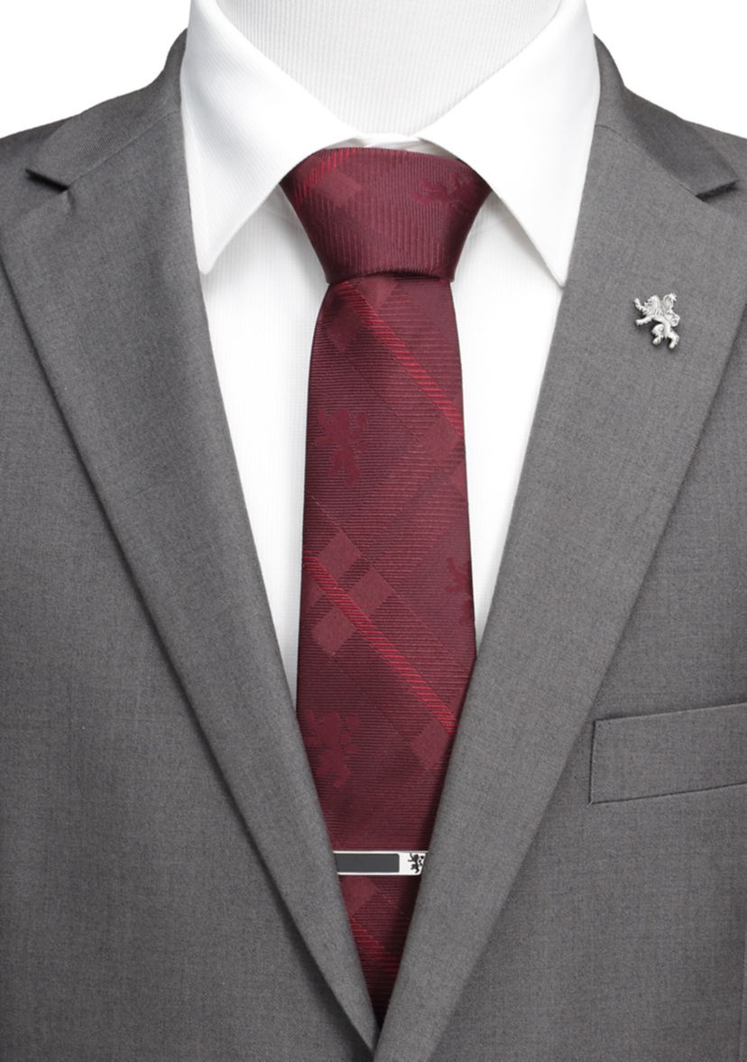 Mens Lannister Lion Red Plaid Silk Tie