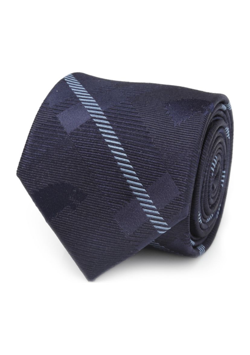Mens Stark Direwolf Blue Plaid Silk Tie