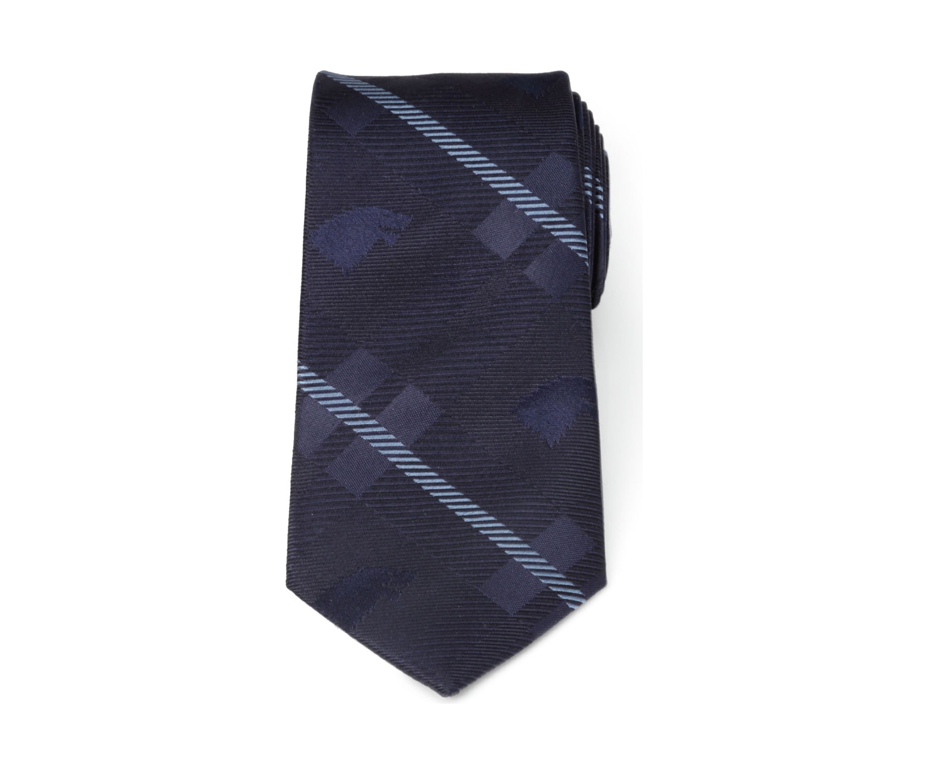 Mens Stark Direwolf Blue Plaid Silk Tie