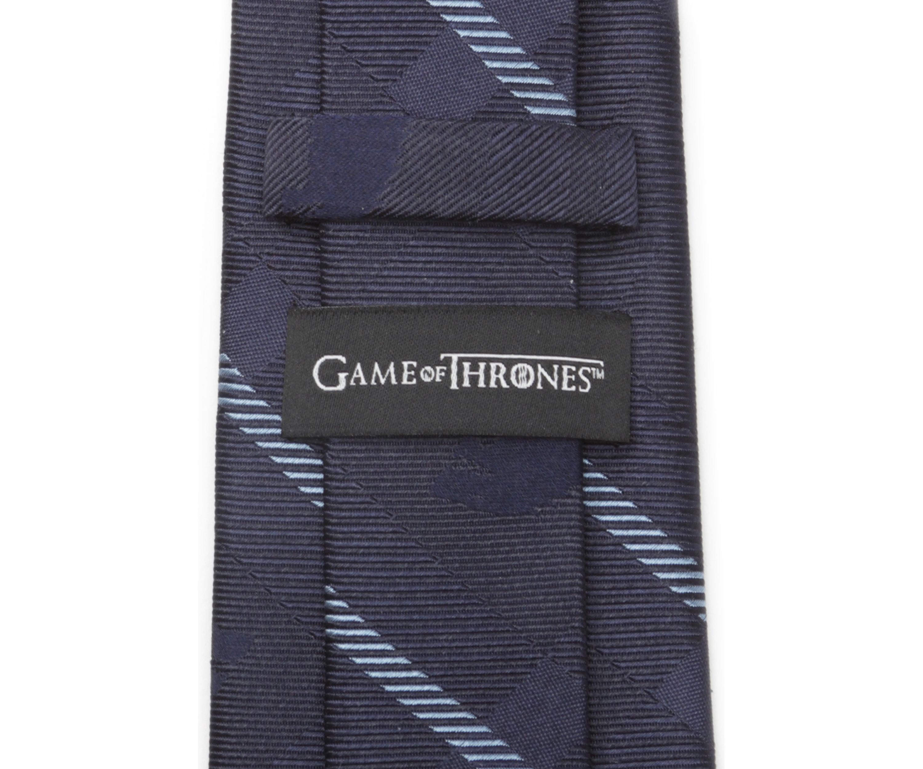 Mens Stark Direwolf Blue Plaid Silk Tie