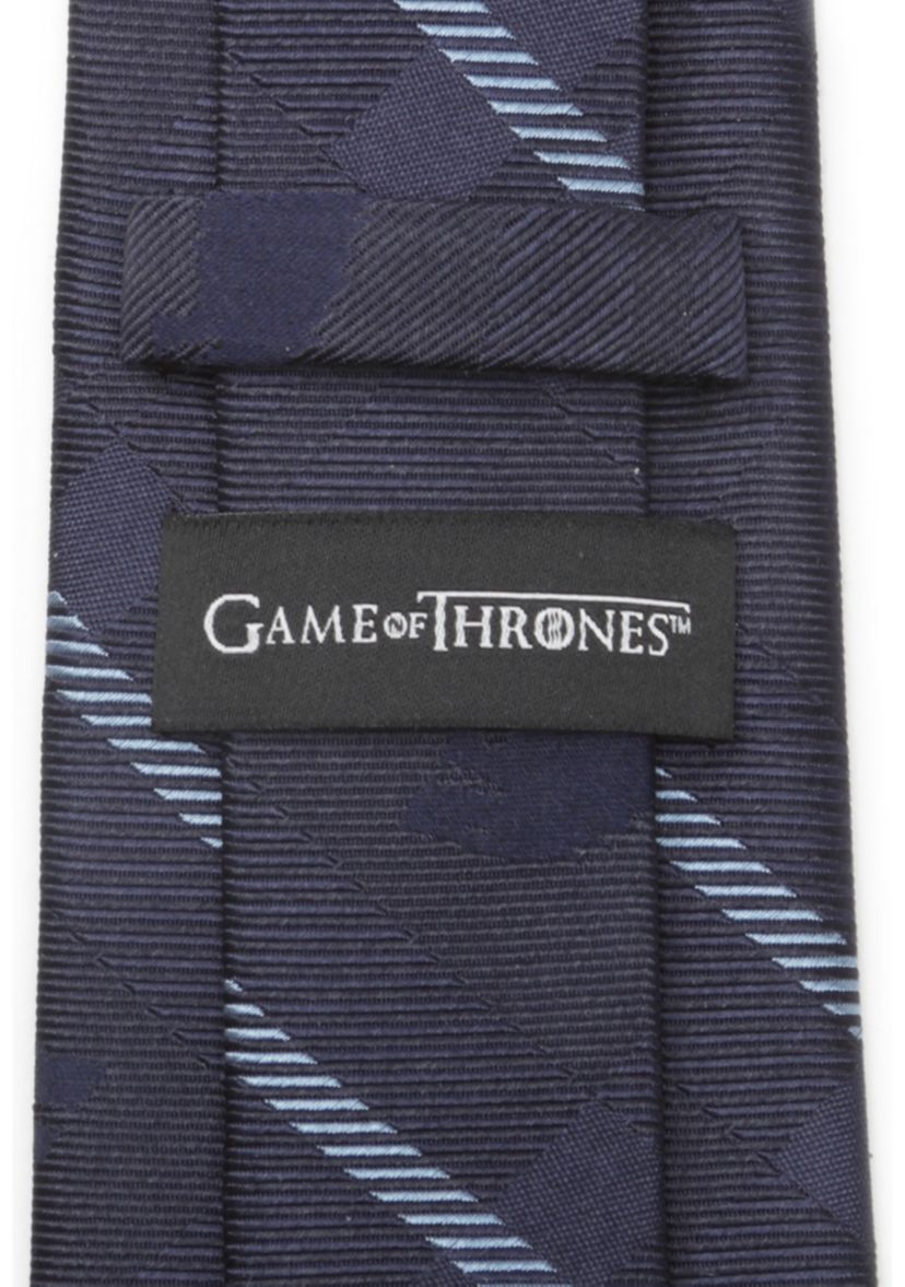 Mens Stark Direwolf Blue Plaid Silk Tie