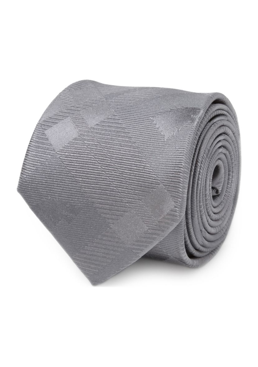 Mens Stark Direwolf Gray Plaid Silk Tie