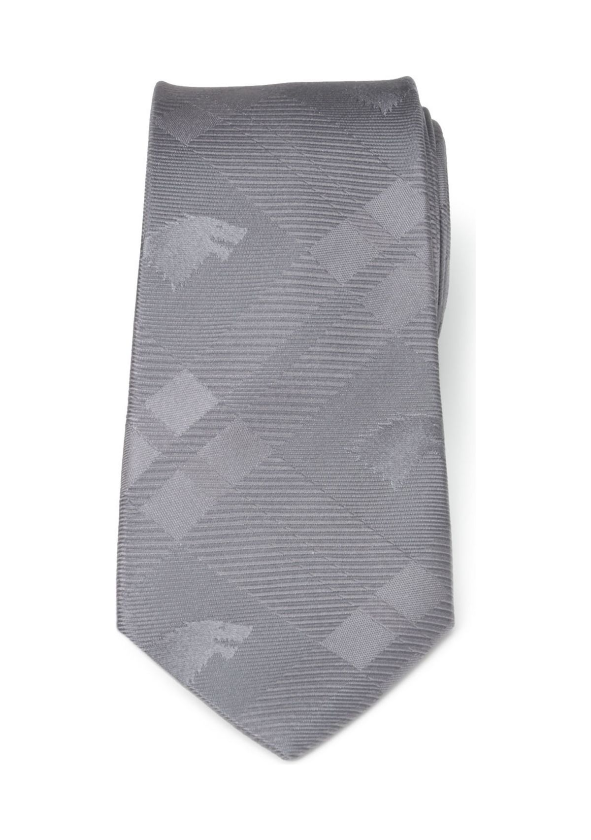 Mens Stark Direwolf Gray Plaid Silk Tie