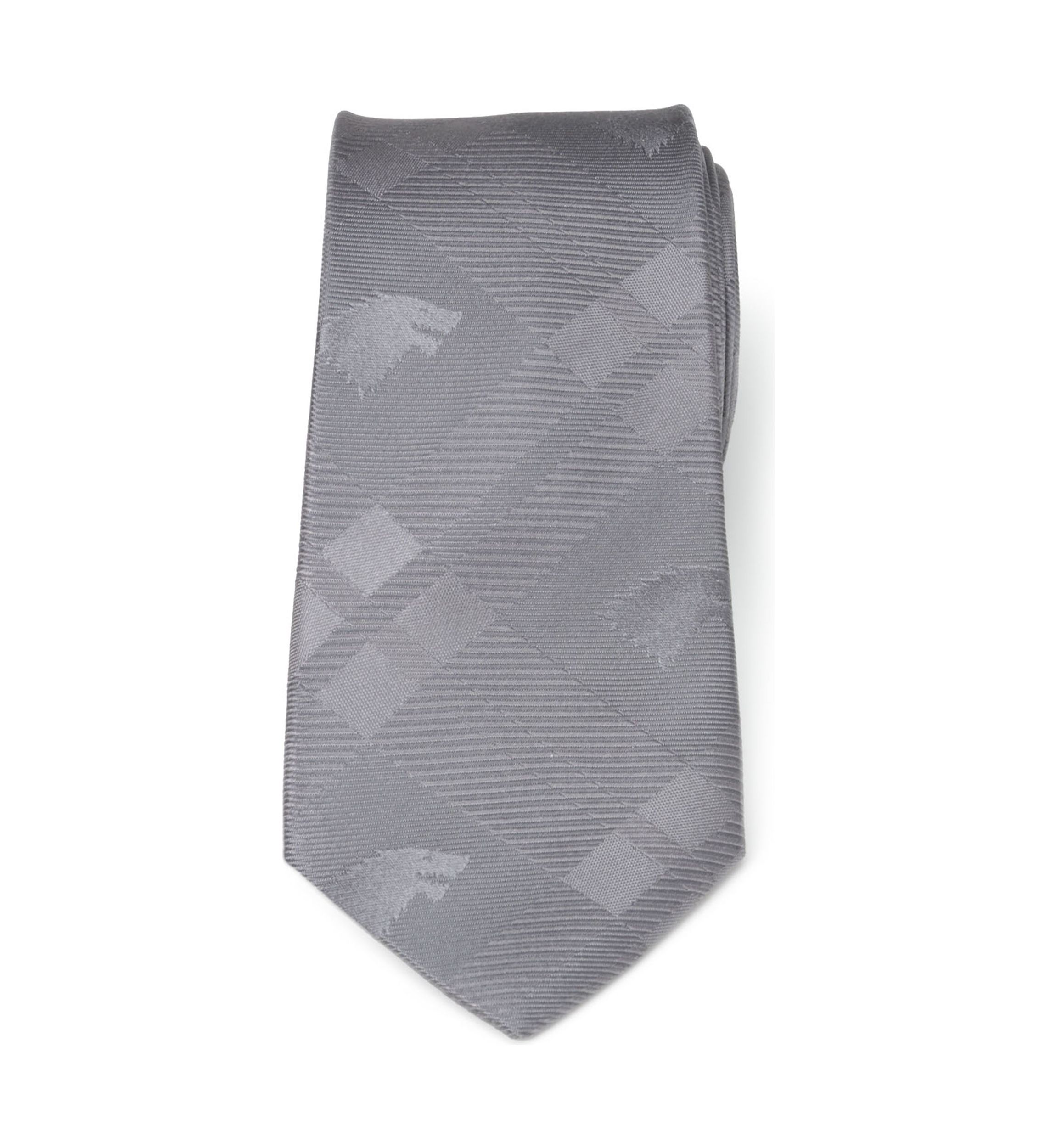 Mens Stark Direwolf Gray Plaid Silk Tie